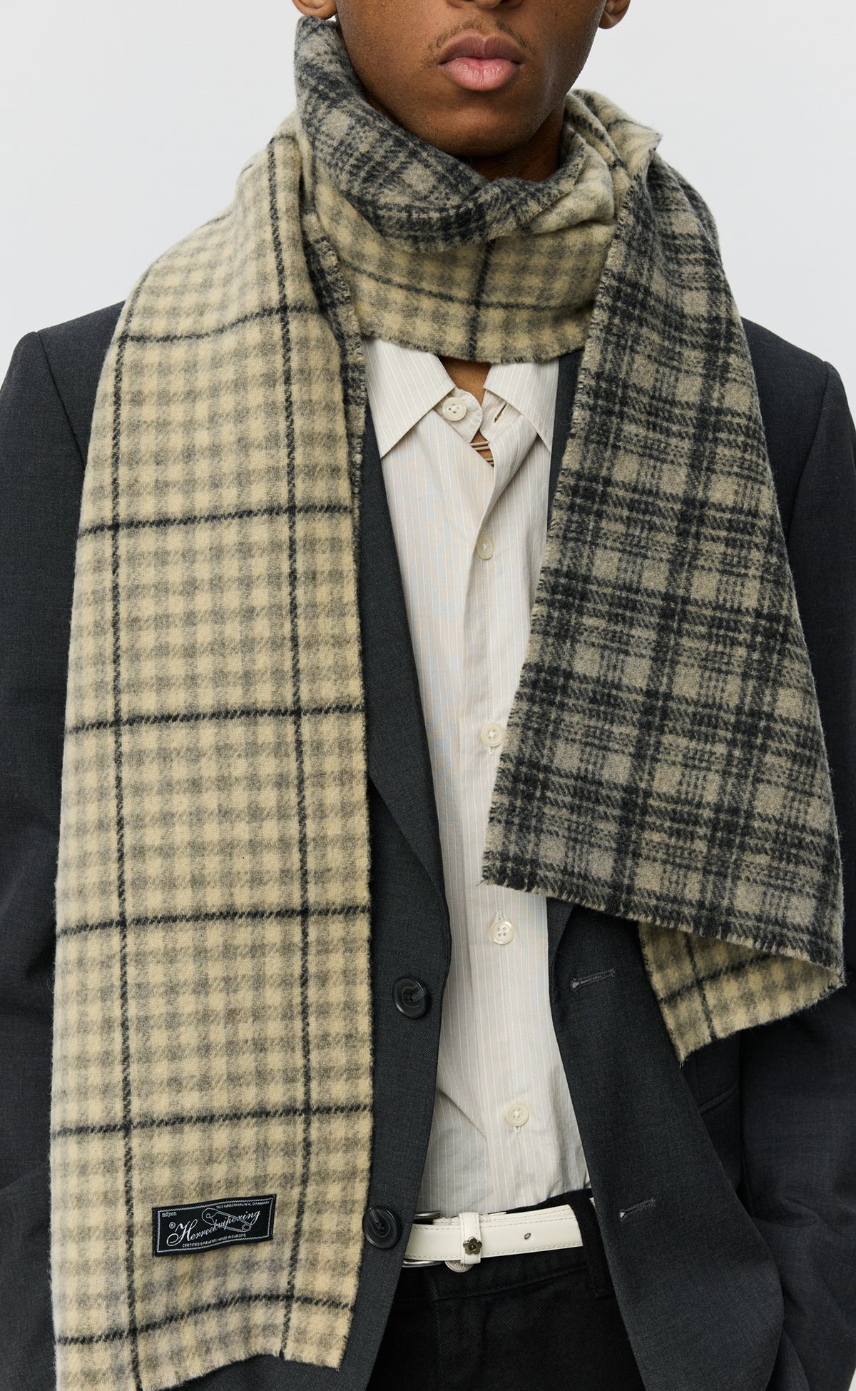 Facade Scarf - Double Faced Grey Check