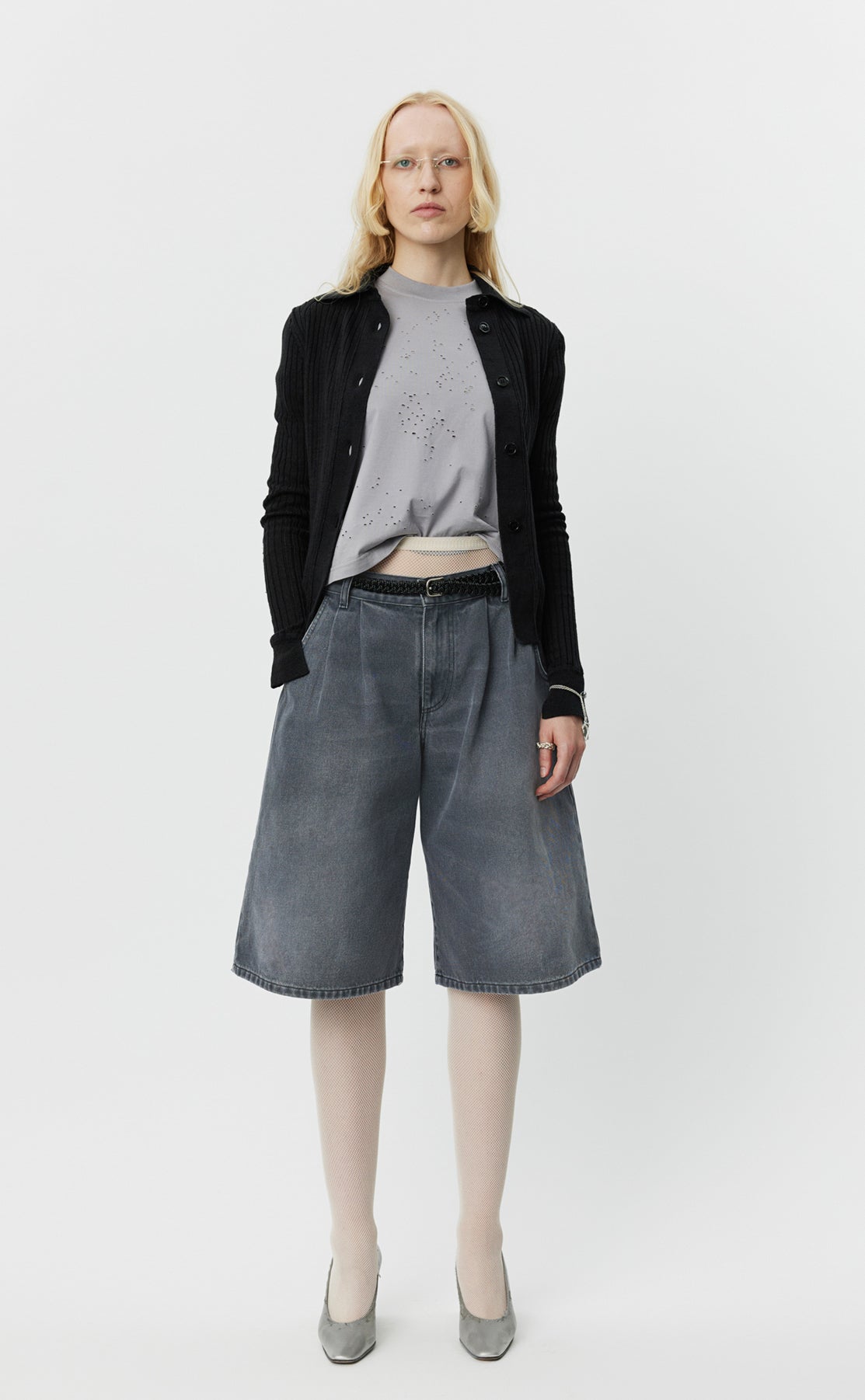Flower Rivet Shorts - Slate