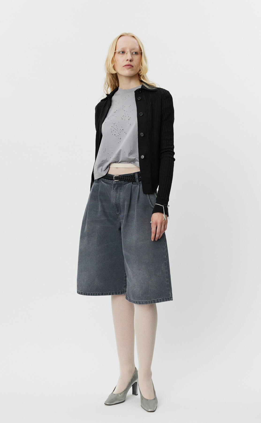Flower Rivet Shorts - Slate