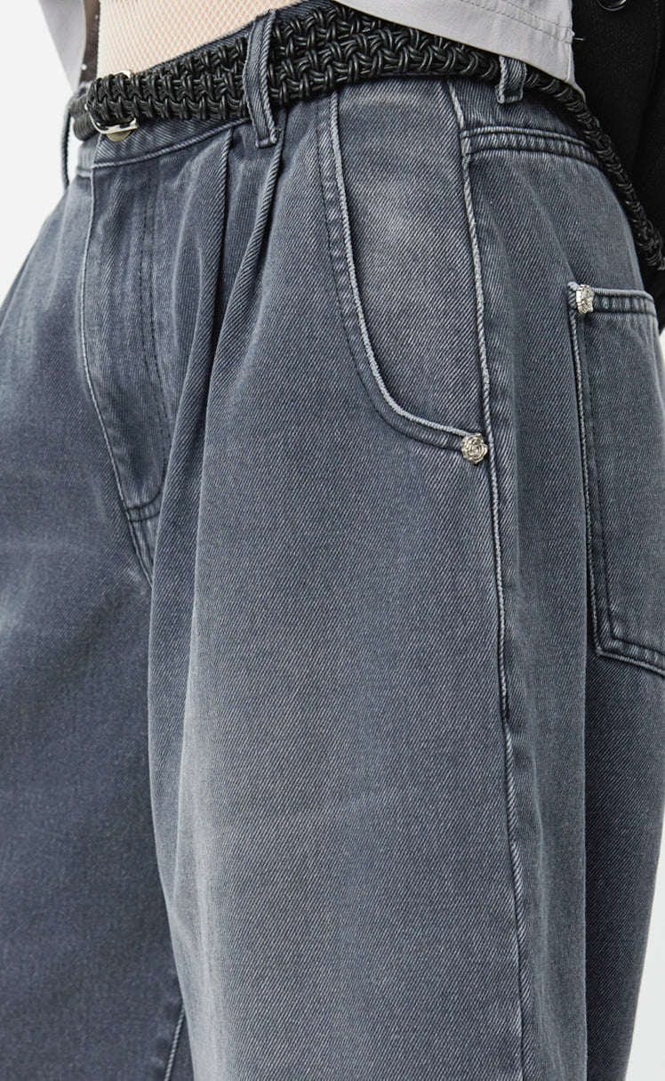 Flower Rivet Shorts - Slate