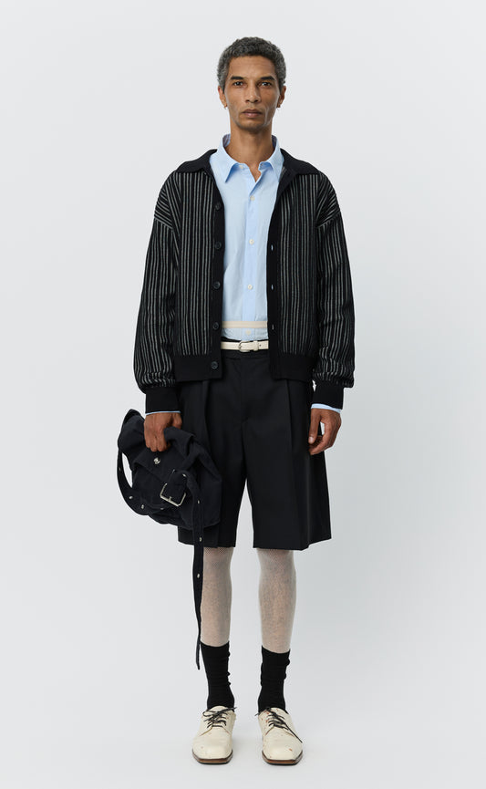 Formal Cardigan - Black Stripe