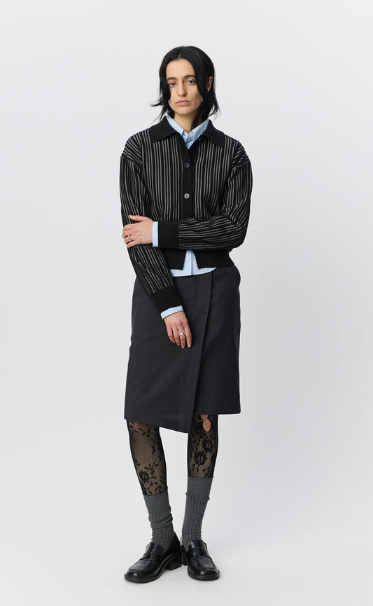 Form Cardigan - Black Stripe
