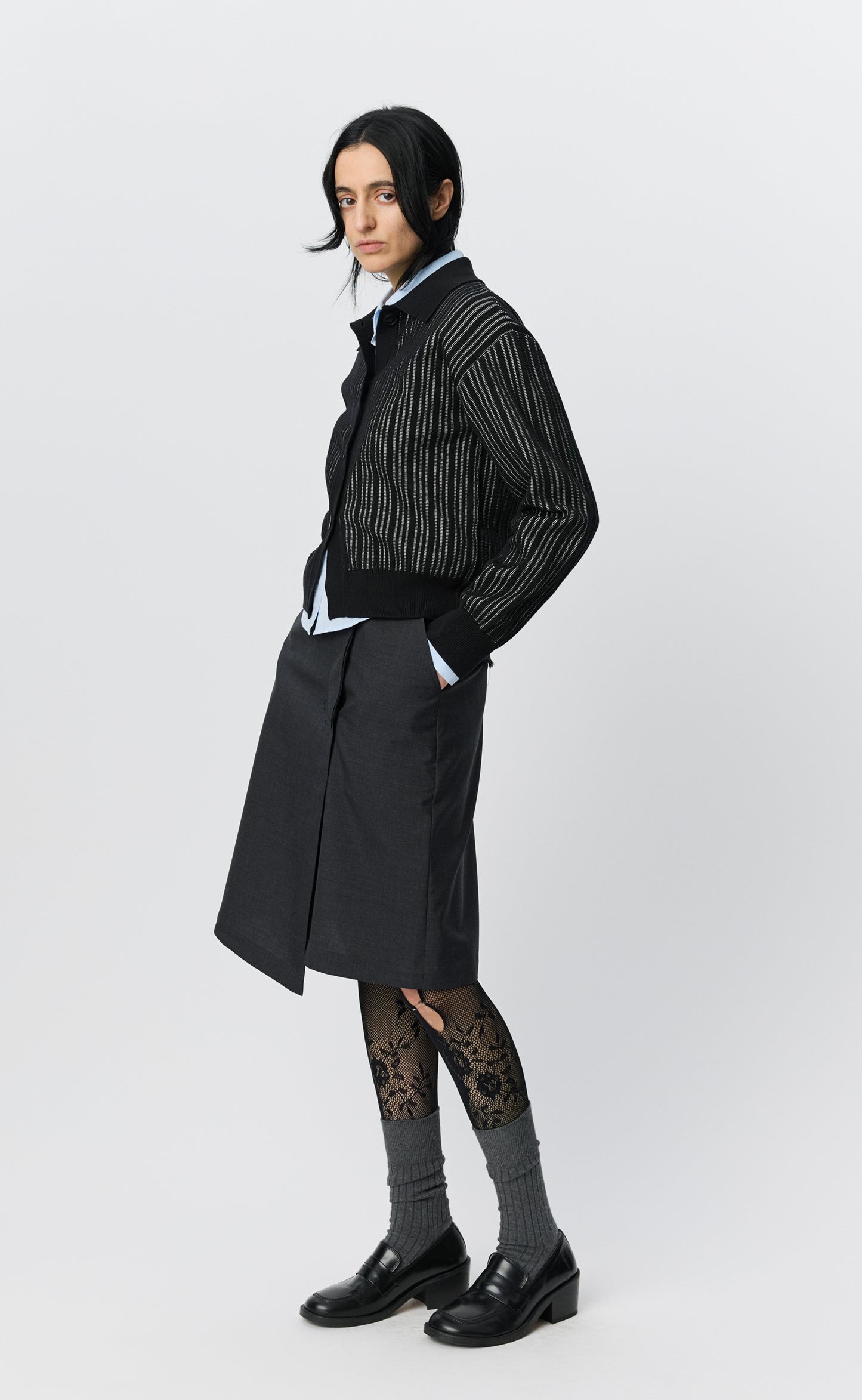 Form Cardigan - Black Stripe
