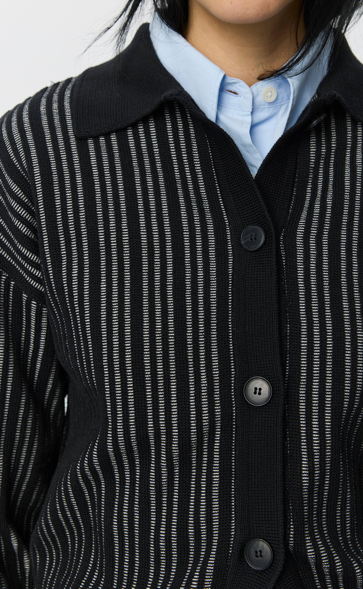 Form Cardigan - Black Stripe