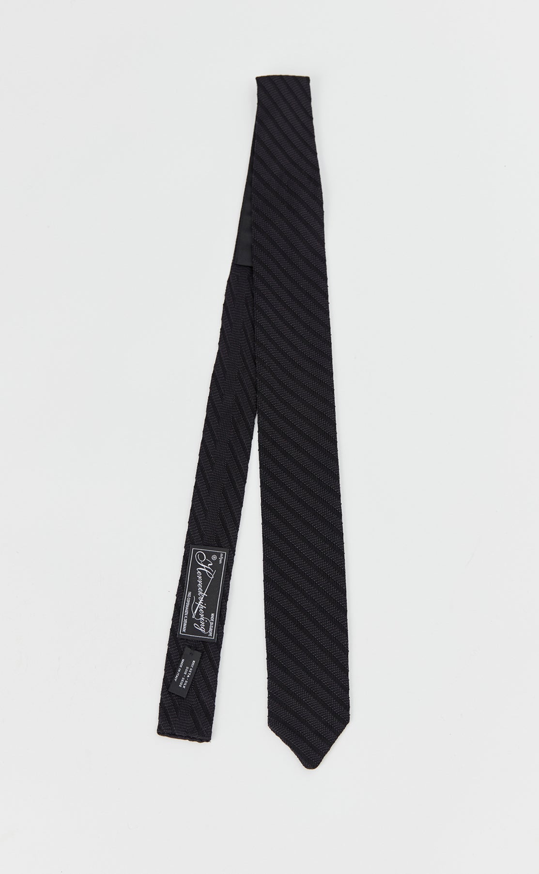 Formal Tie - Black Grey Stripe Silk