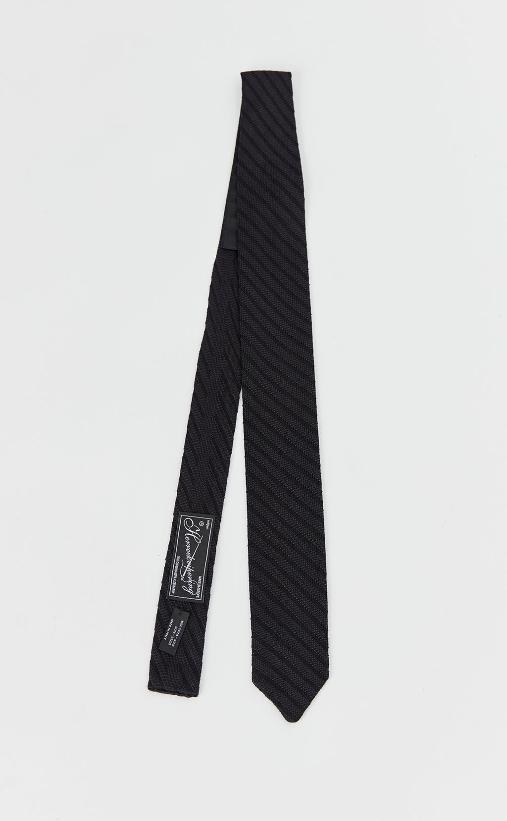 Formal Tie - Black Grey Stripe Silk