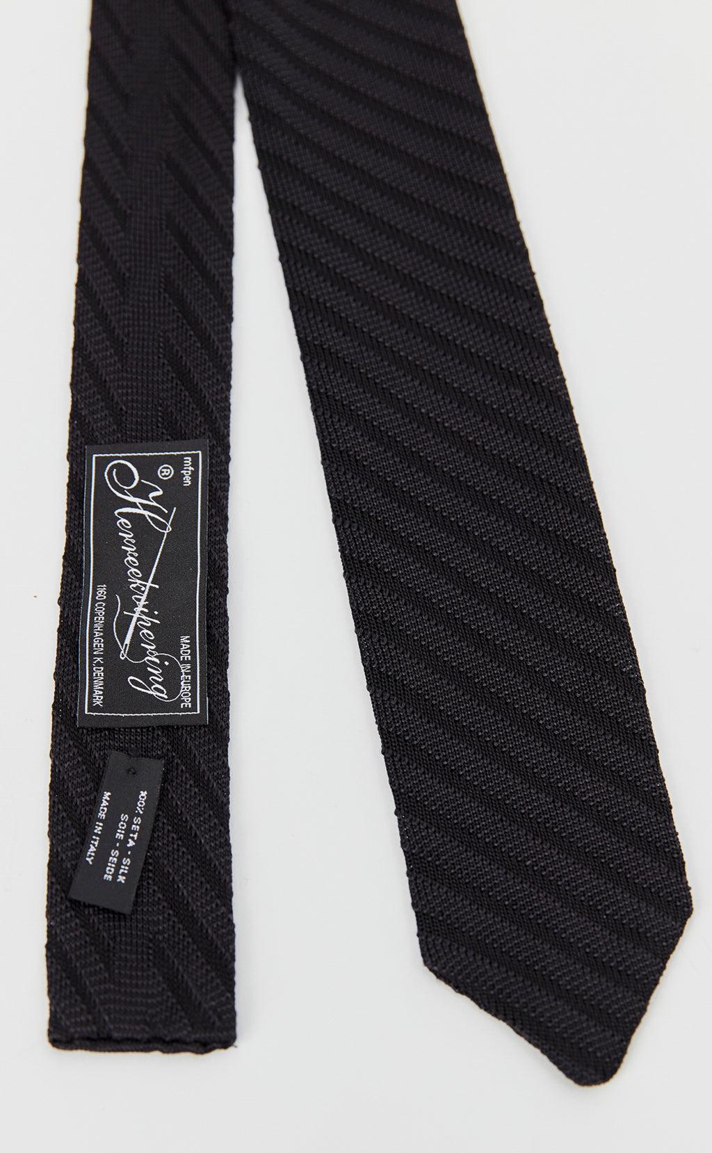 Formal Tie - Black Grey Stripe Silk