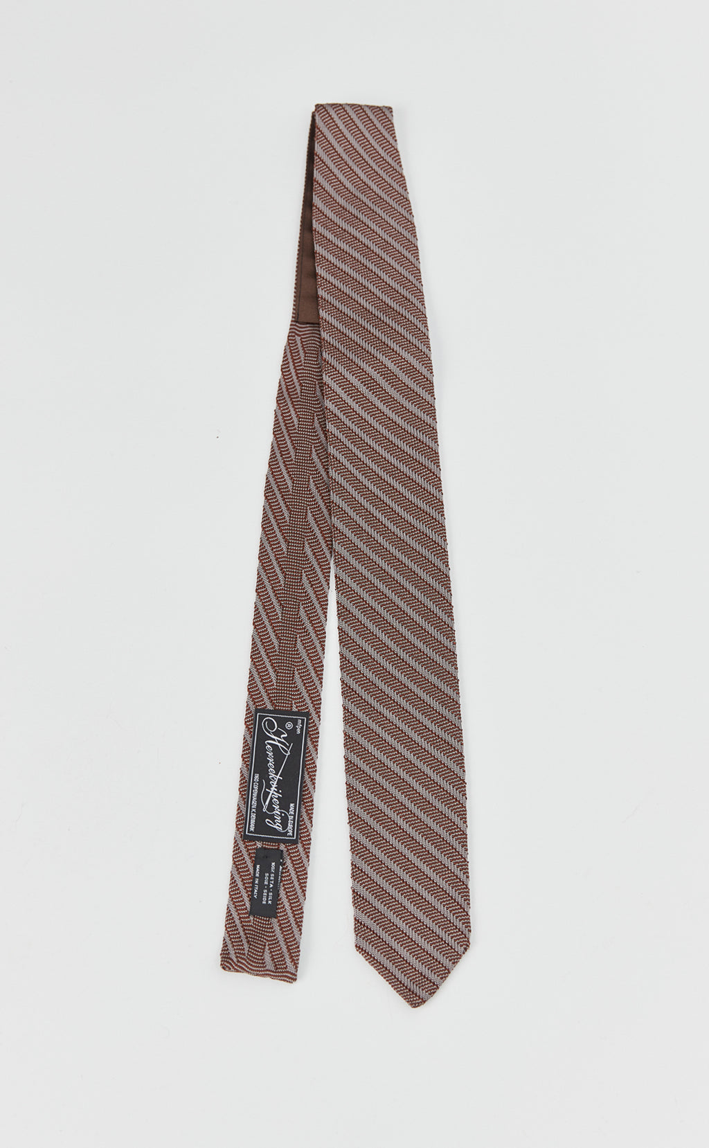 Formal Tie - Brown Grey Stripe Silk