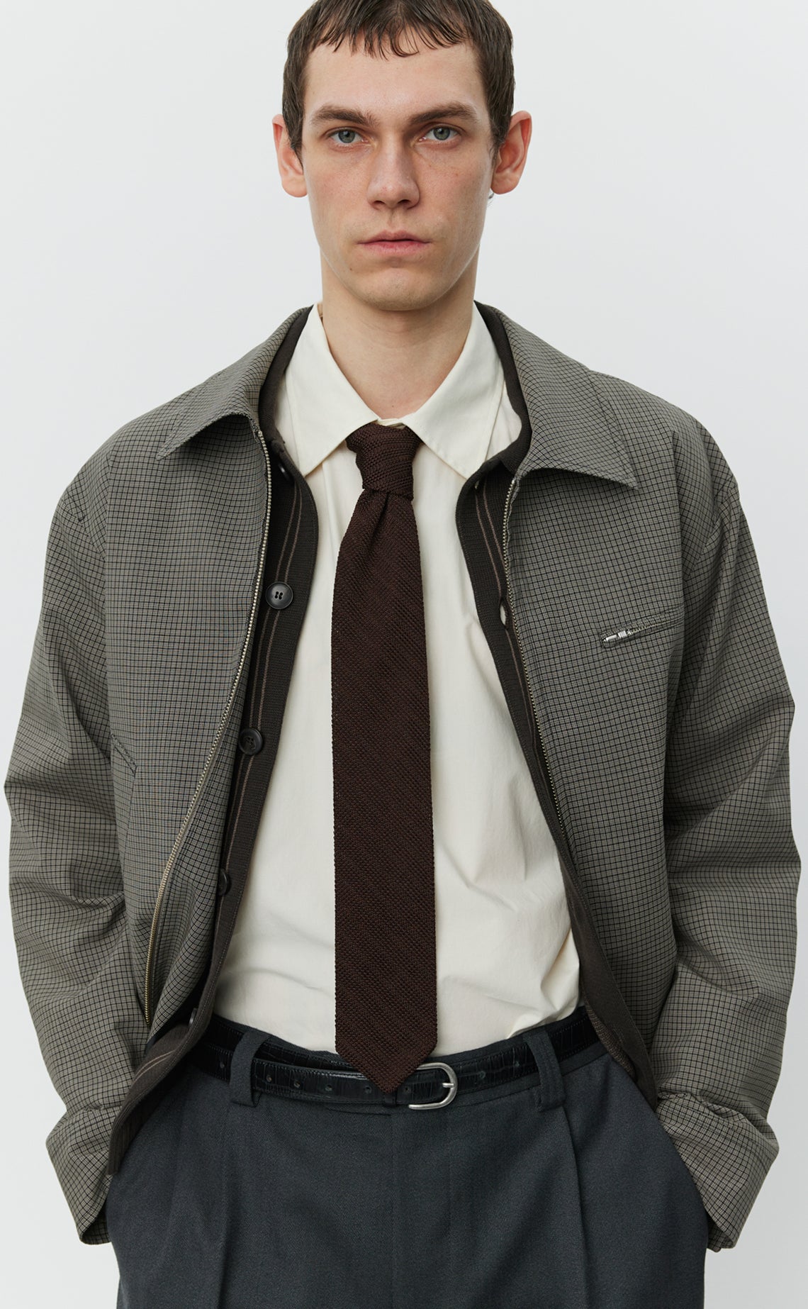 Formal Tie - Brown Knitted Stripe