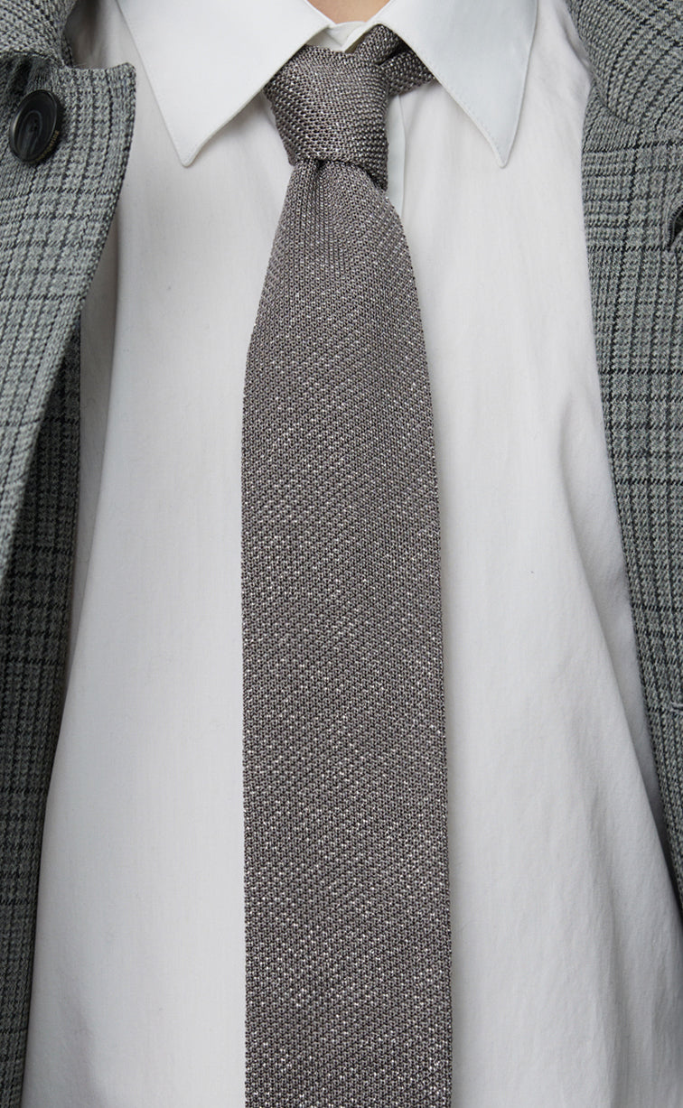 Formal Tie - Knitted Silver Sparkle