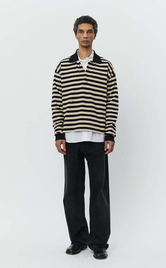 Fractured Polo - Wide Black Stripe