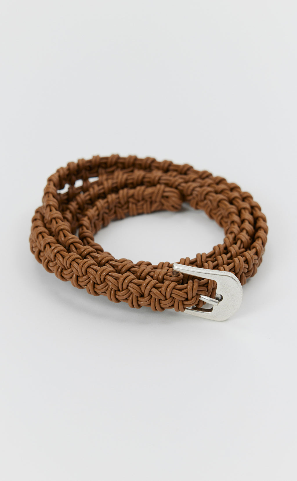 Hand-Braided Leather Belt - Caramel