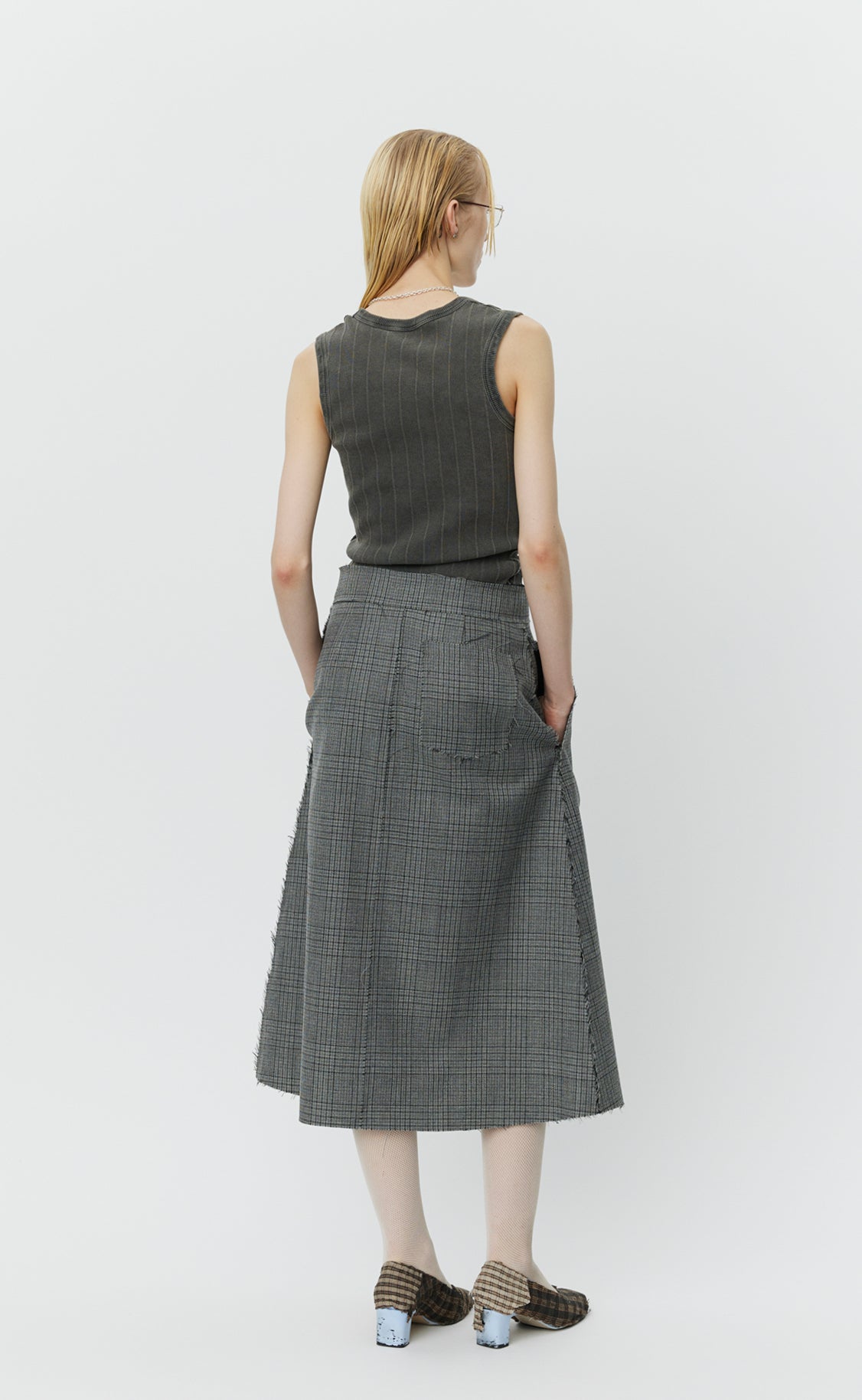 Heavy Wool Wrap Skirt - Grey Glen Check
