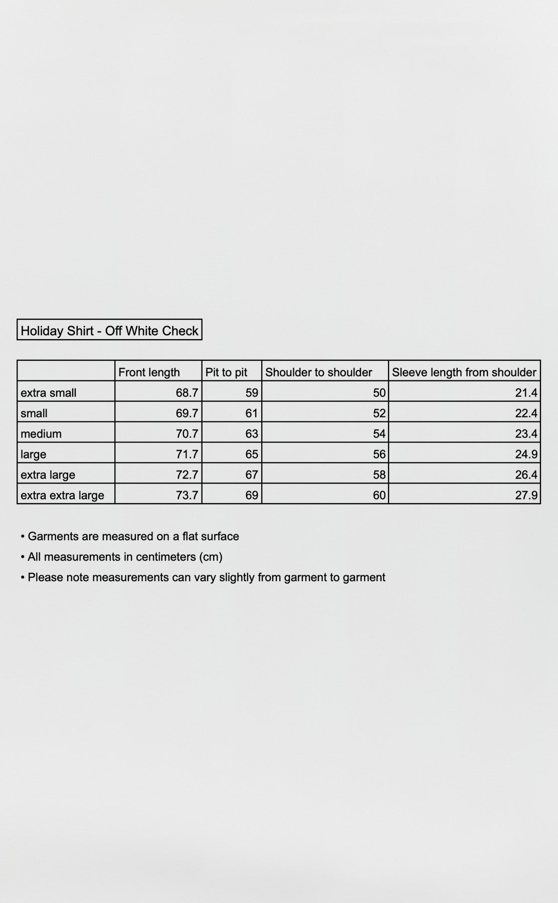 Holiday Shirt - Off White Check