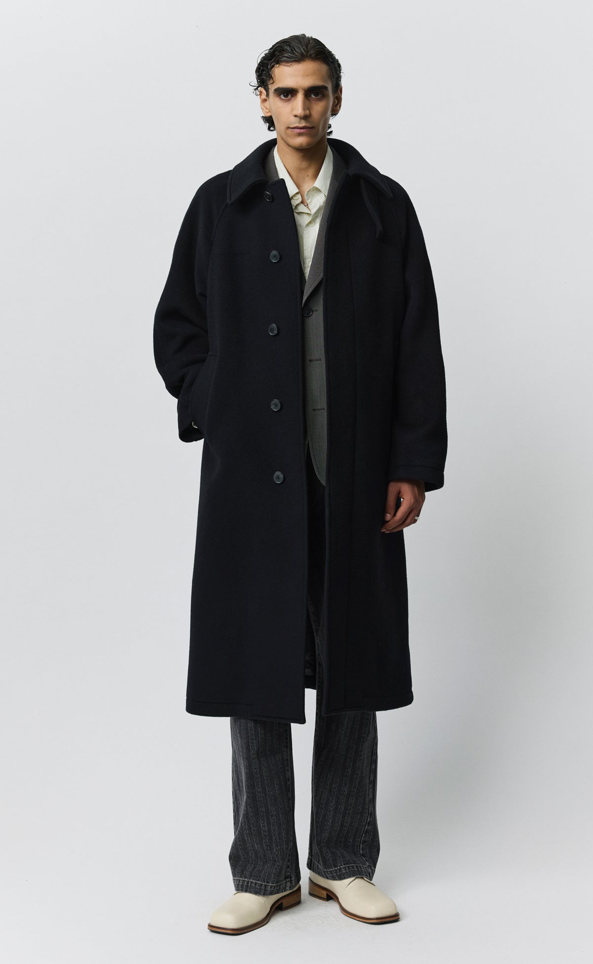 Installation Coat - Black Recycled Wool