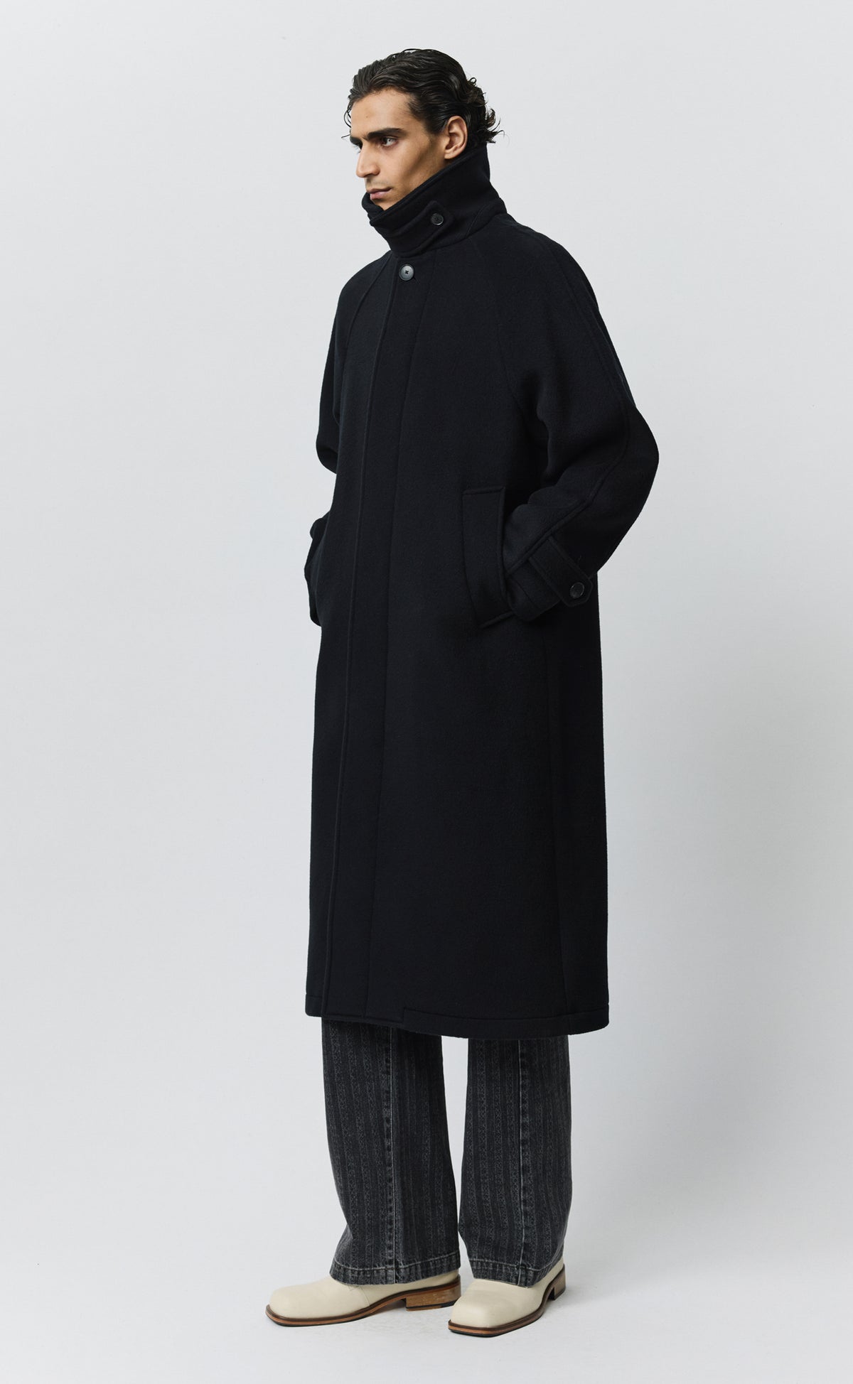 Installation Coat - Black Recycled Wool