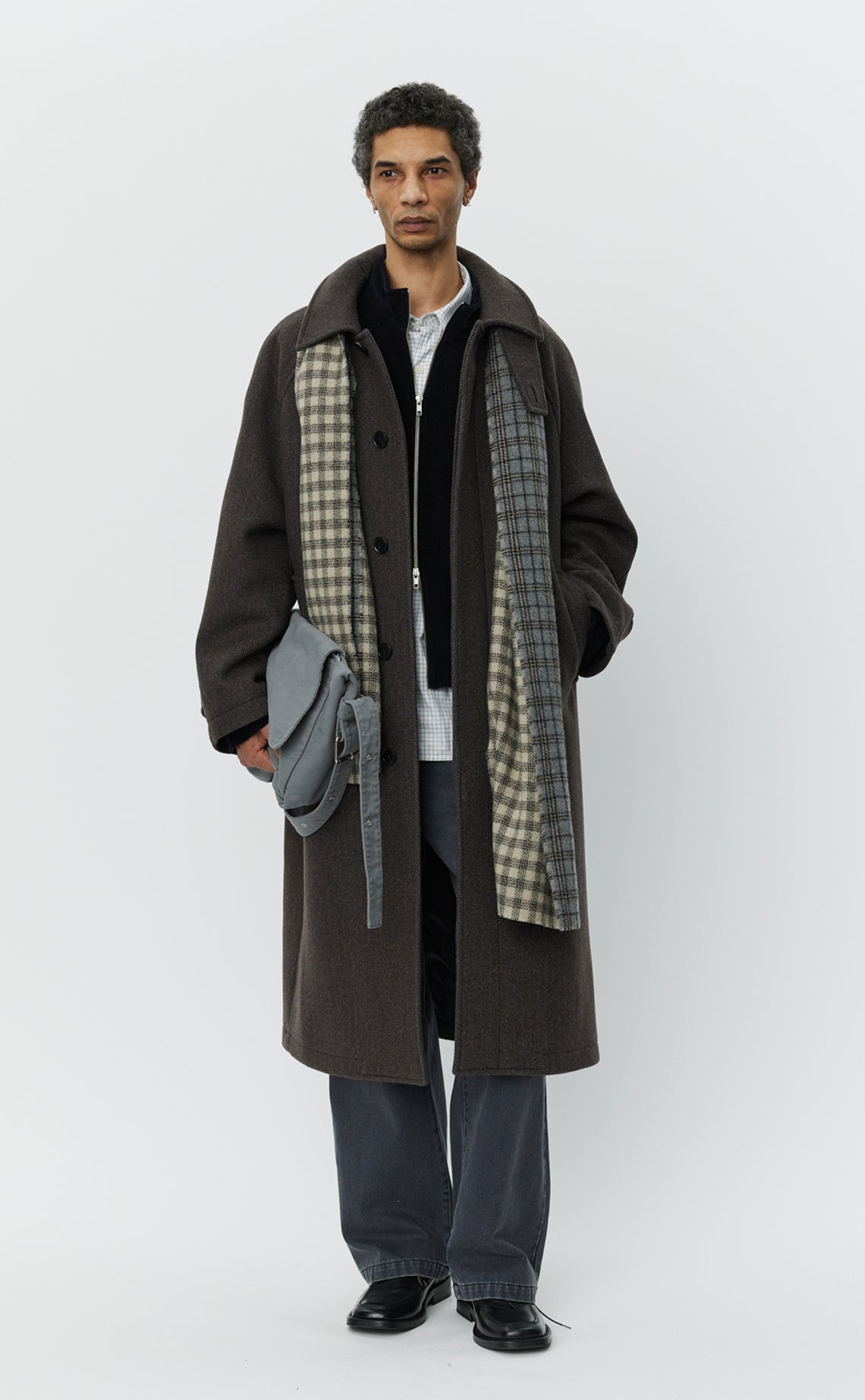 Installation Coat  - Brown Herringbone Recycled Wool