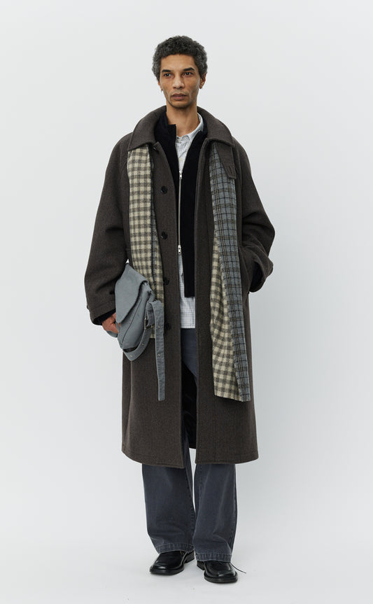 Installation Coat  - Brown Herringbone Recycled Wool