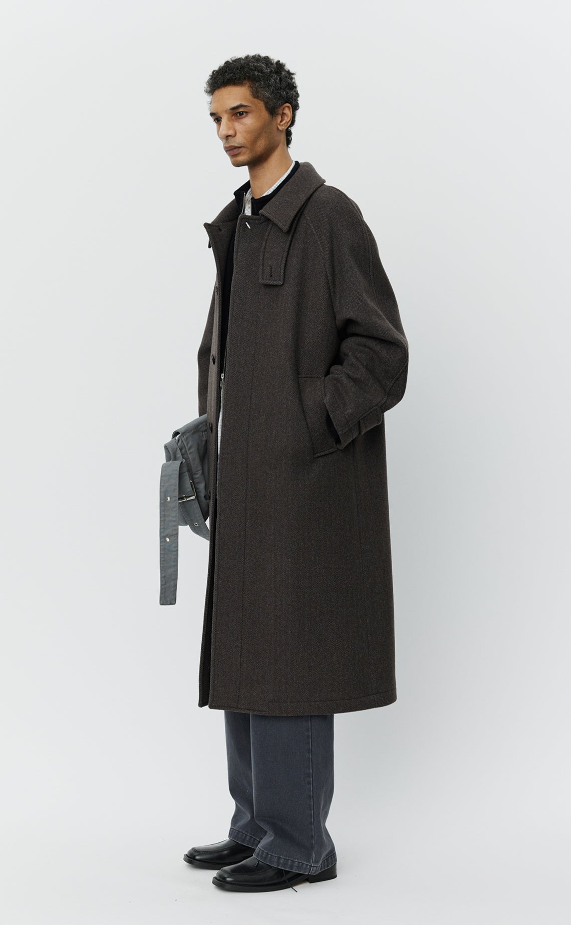 Installation Coat  - Brown Herringbone Recycled Wool