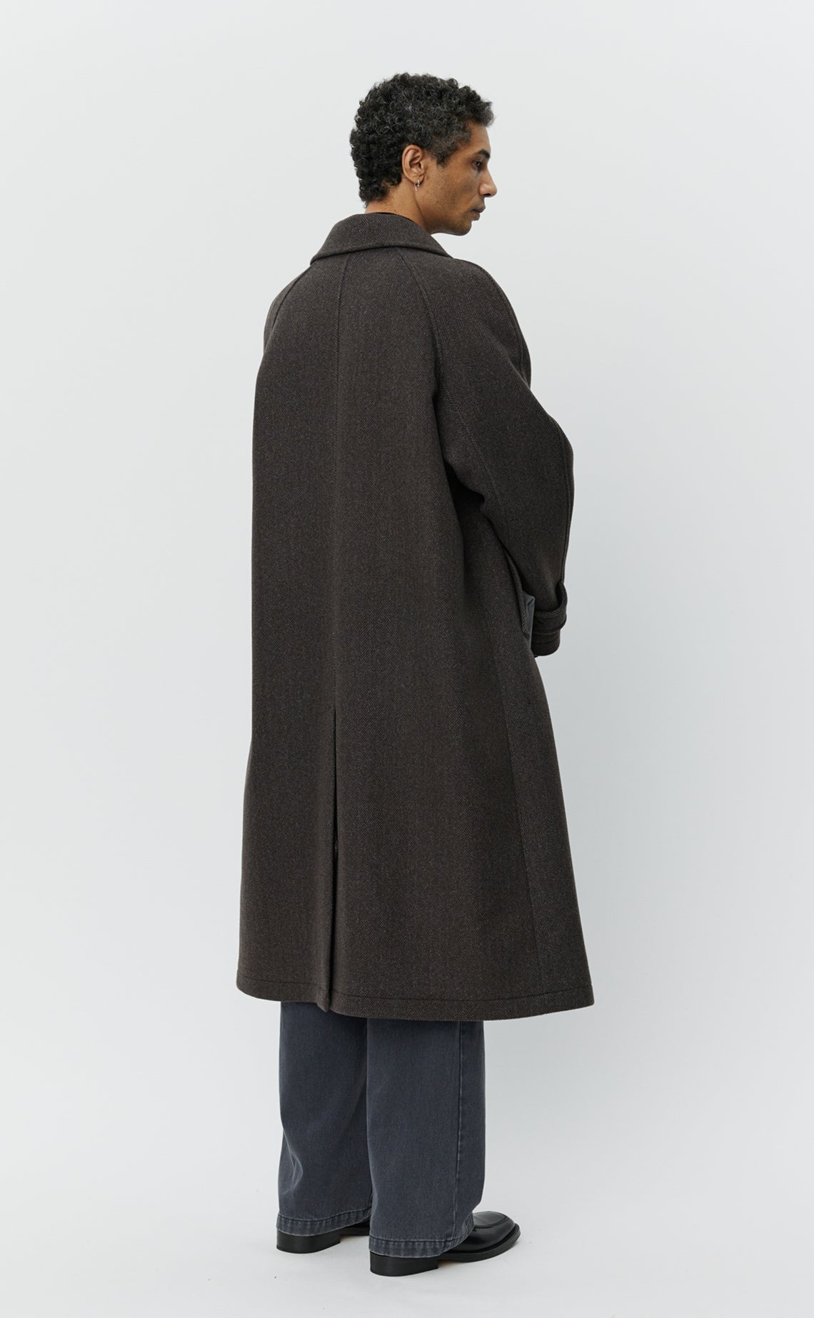 Installation Coat  - Brown Herringbone Recycled Wool