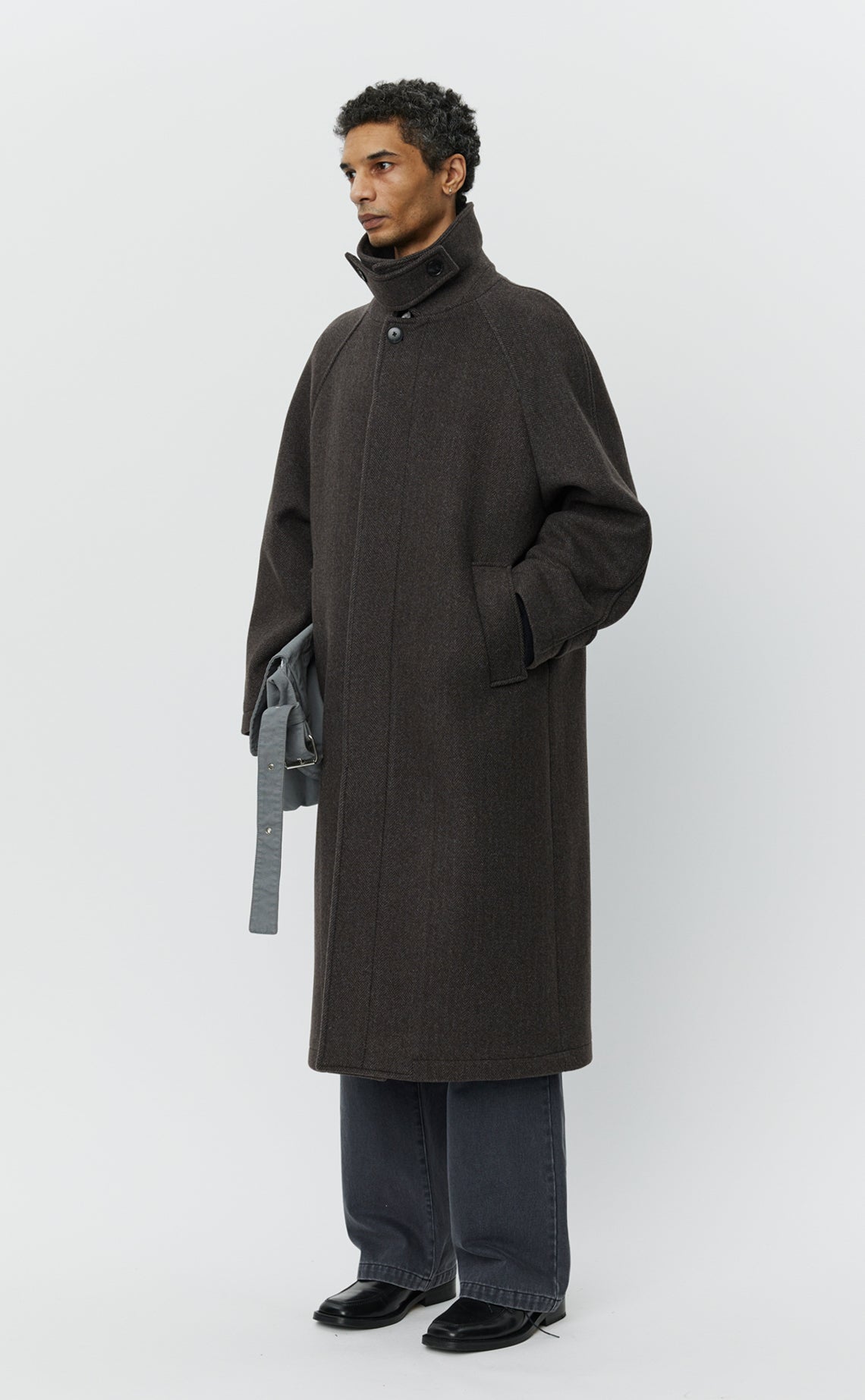 Installation Coat  - Brown Herringbone Recycled Wool