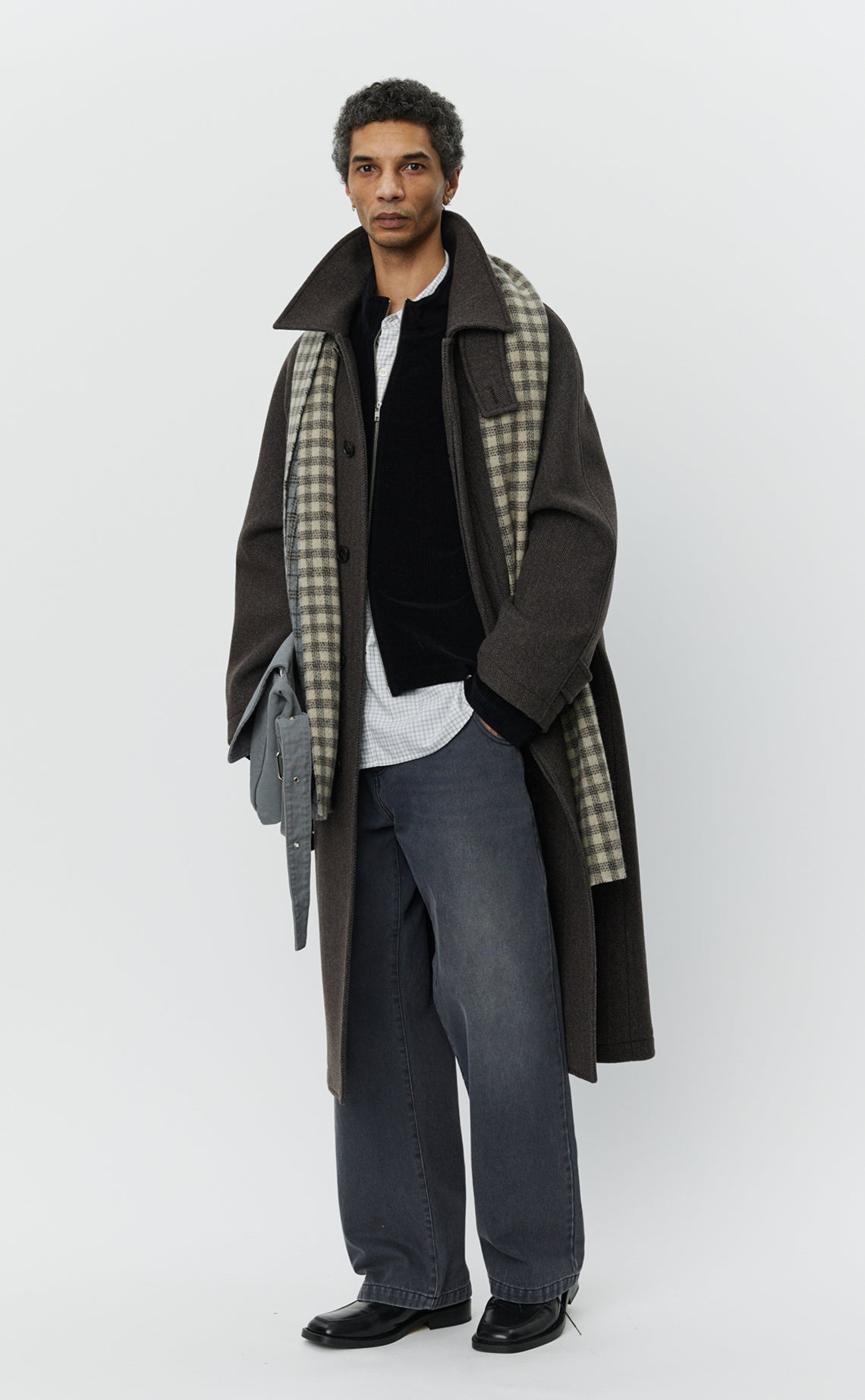 Installation Coat  - Brown Herringbone Recycled Wool