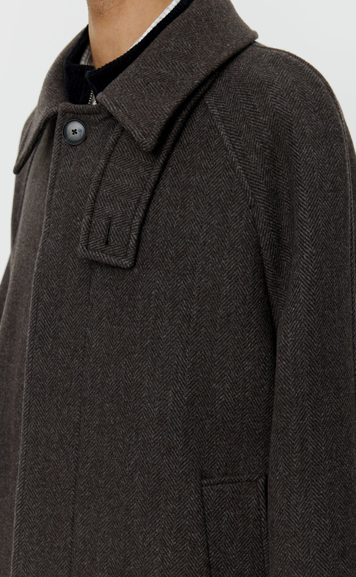 Installation Coat  - Brown Herringbone Recycled Wool