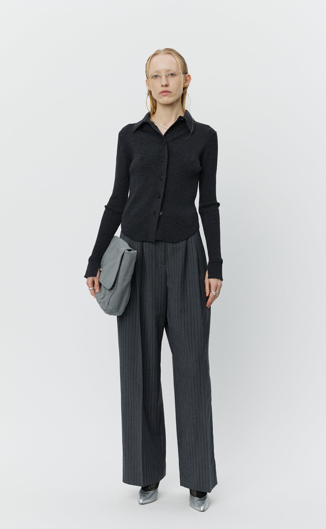 Knitted Rib Shirt - Washed Graphite