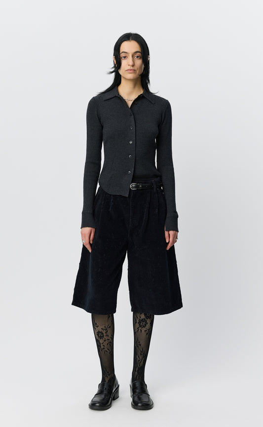 Knitted Rib Shirt - Washed Graphite