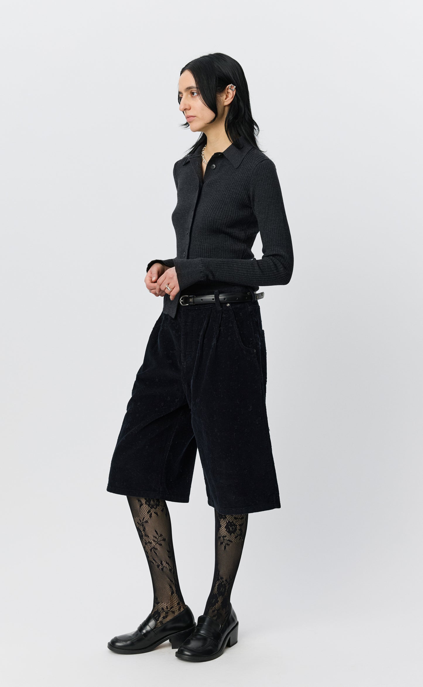 Knitted Rib Shirt - Washed Graphite