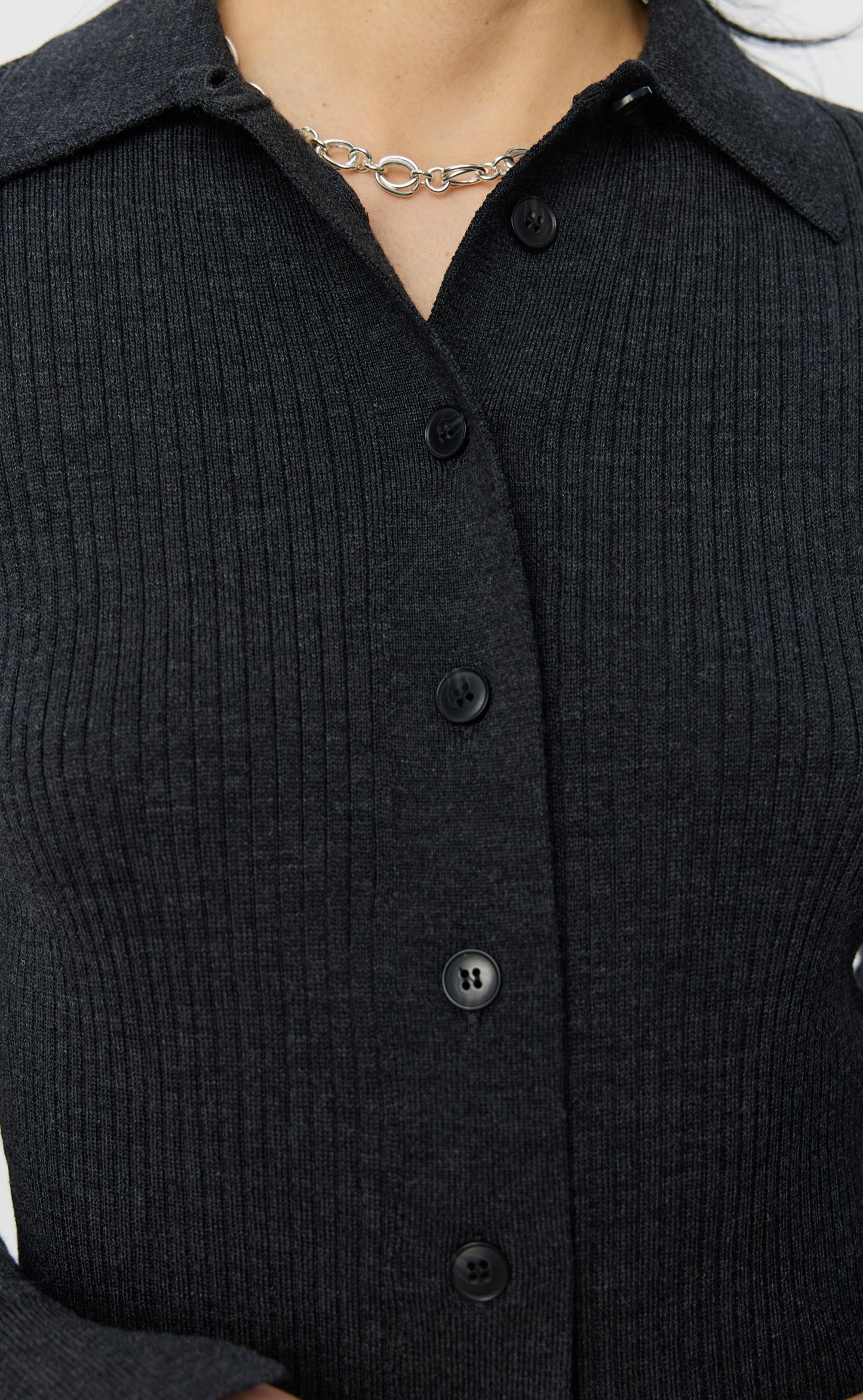 Knitted Rib Shirt - Washed Graphite