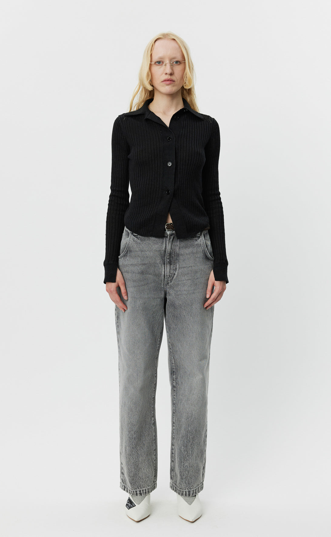 Knitted Rib Shirt - Washed Graphite