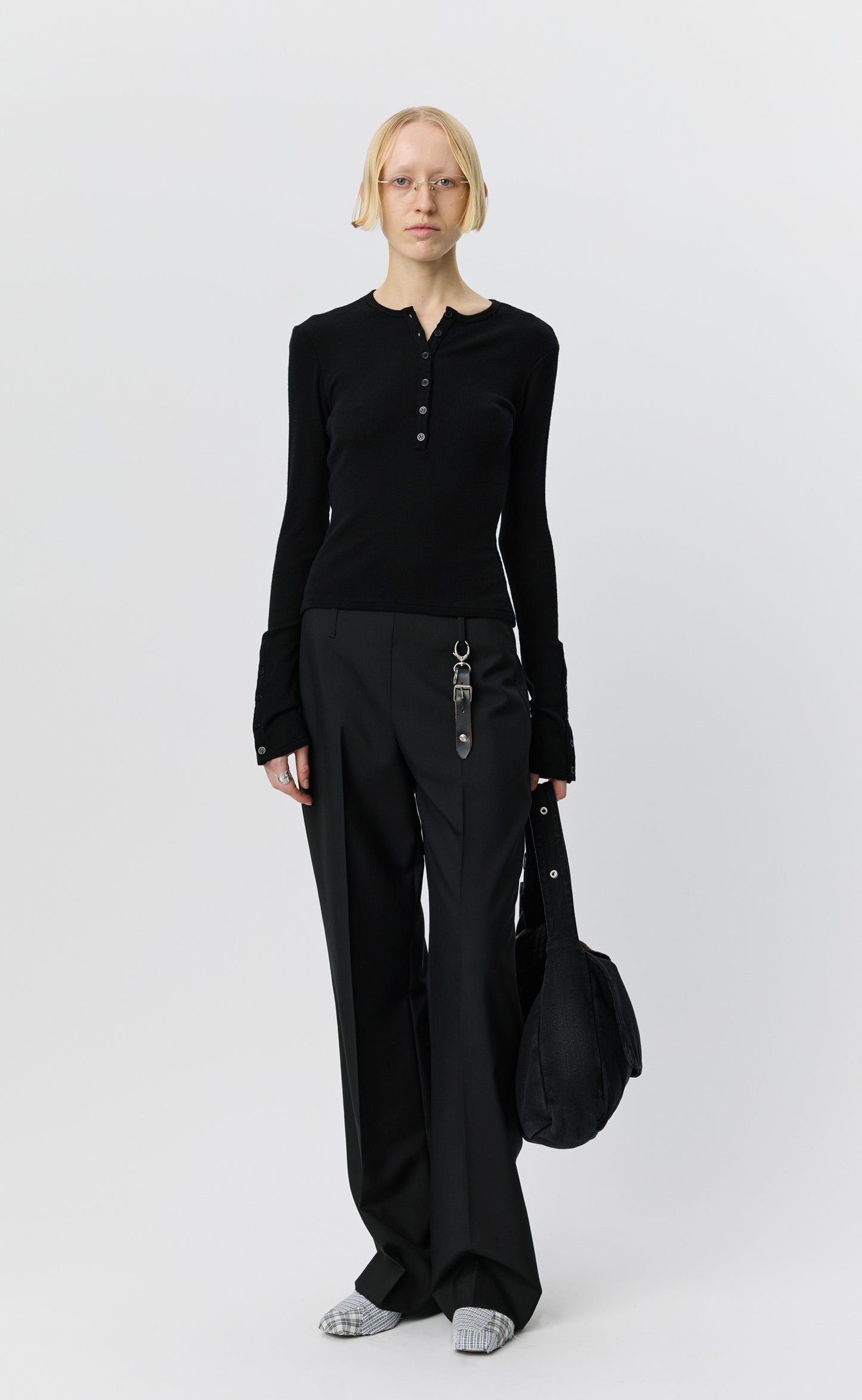 LS Henley - Black Rib