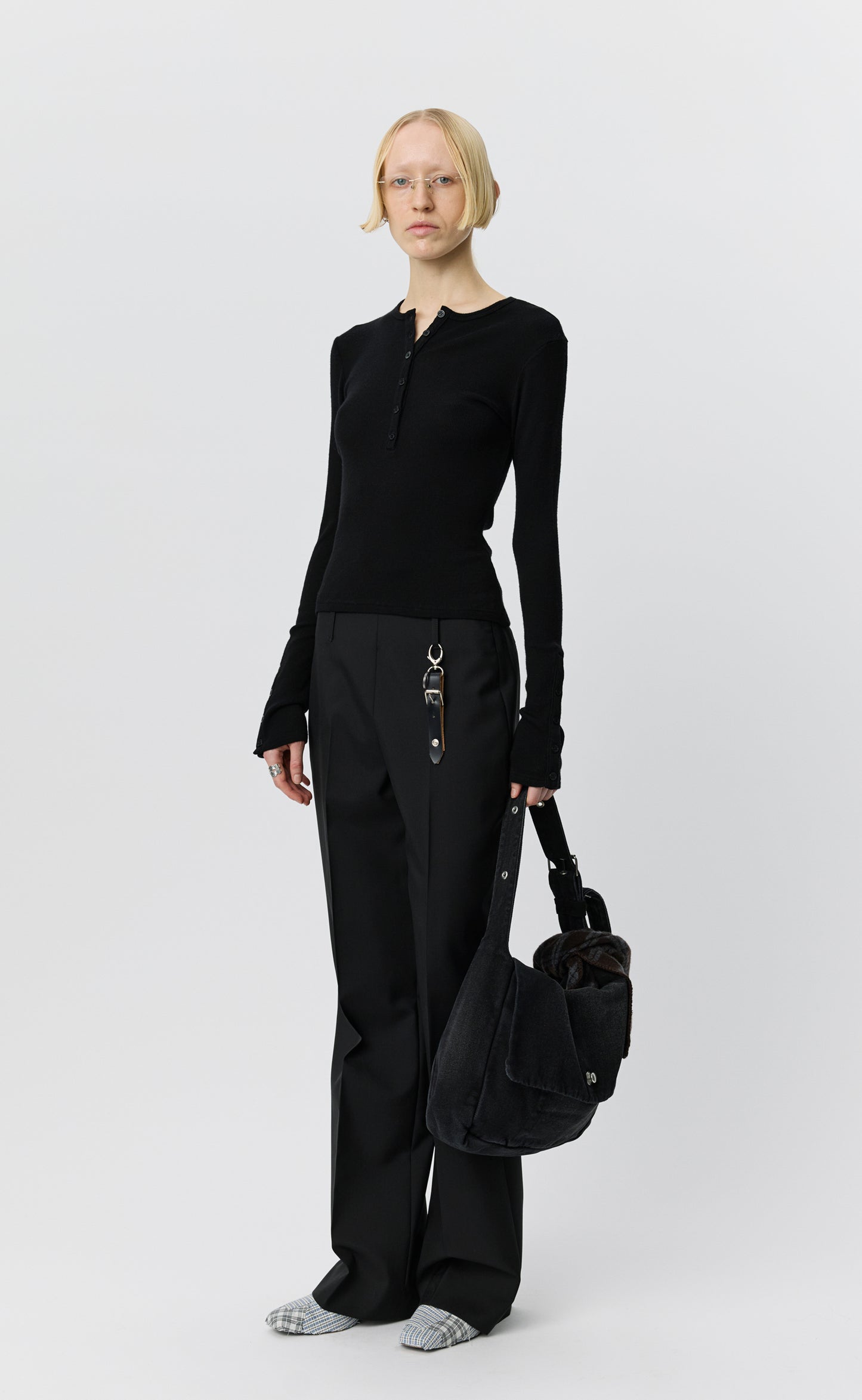 LS Henley - Black Rib
