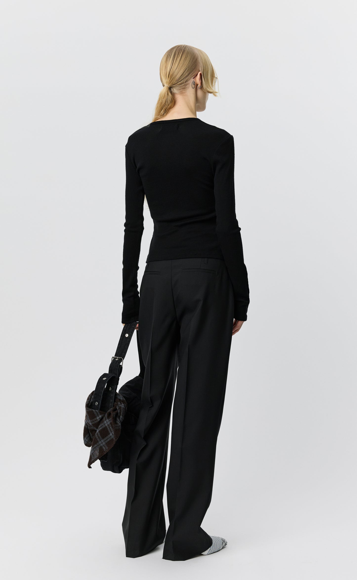 LS Henley - Black Rib