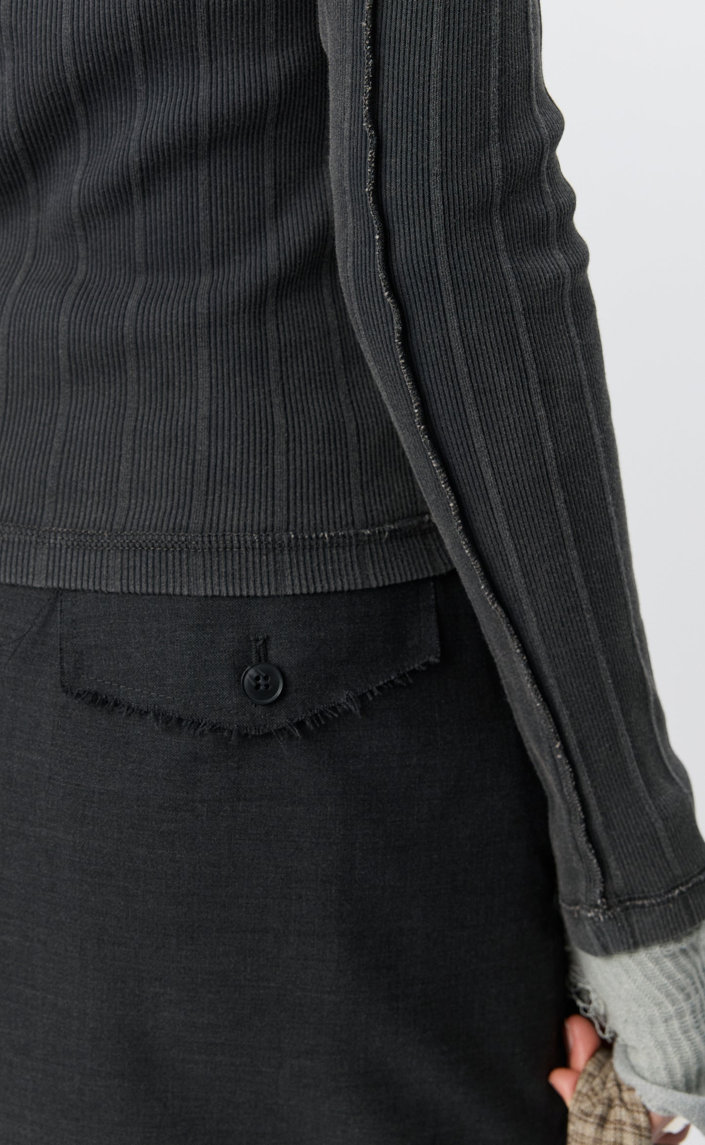 LS Rib Tee - Washed Graphite