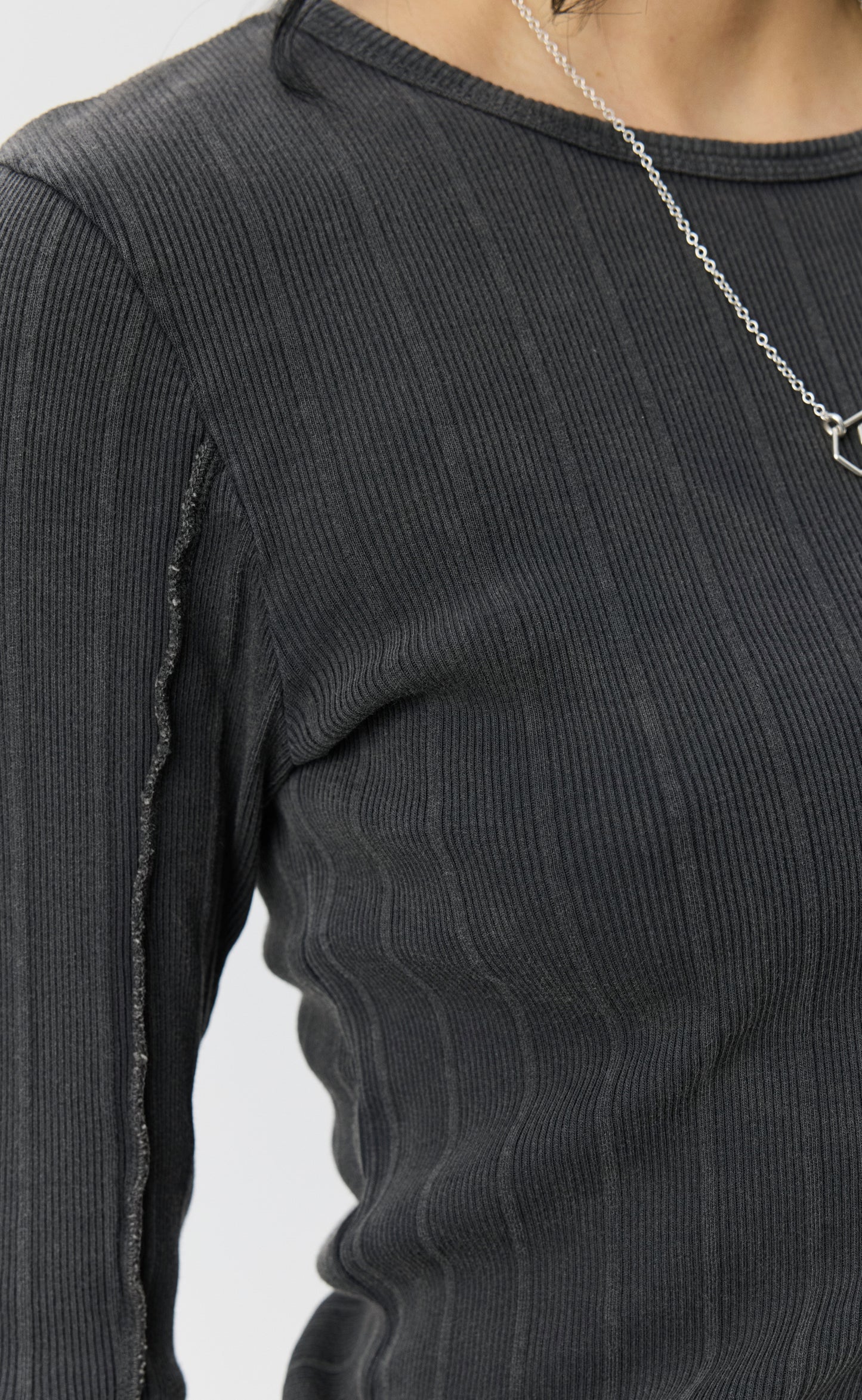 LS Rib Tee - Washed Graphite