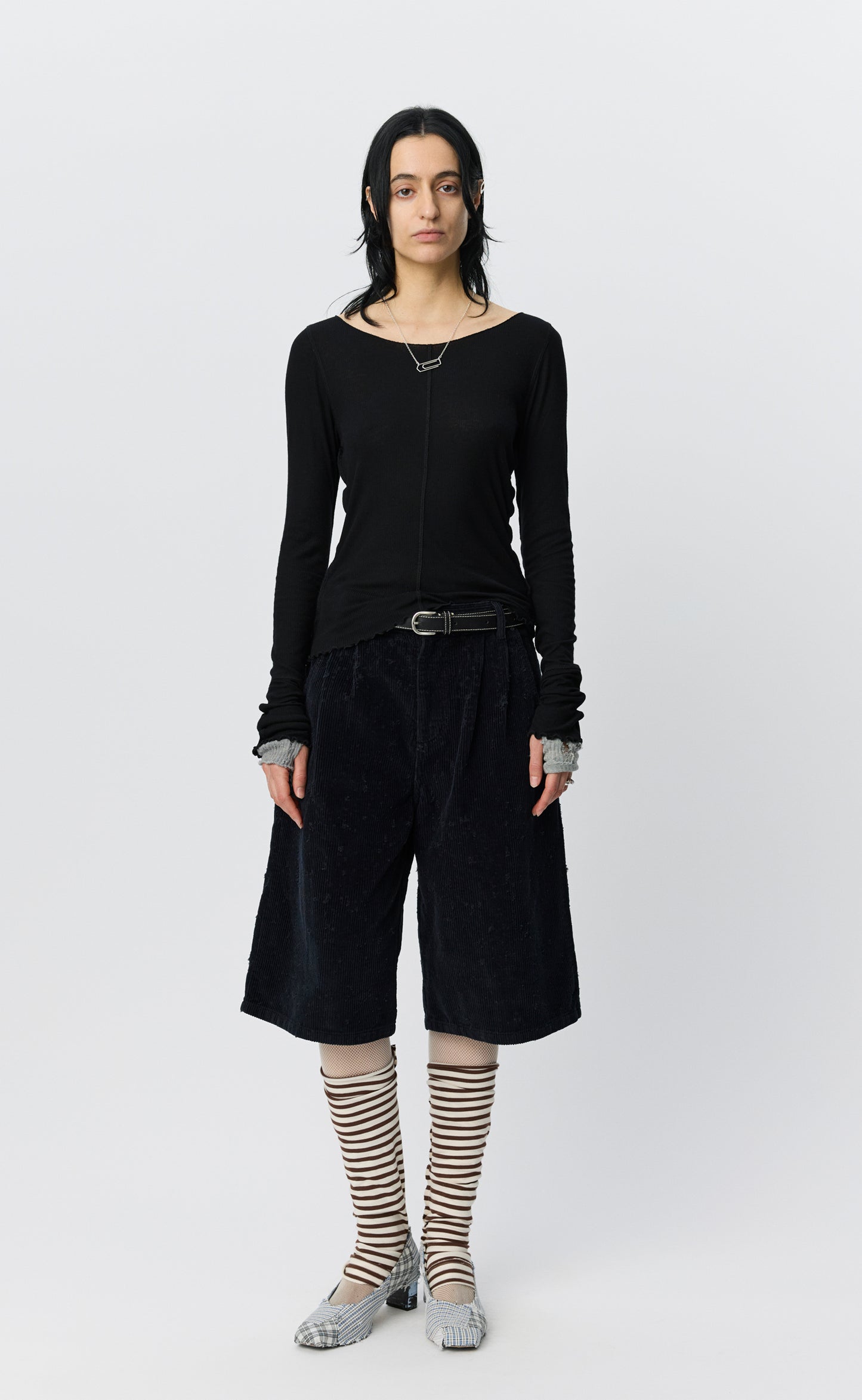LS Flatlock Tee - Black Rib