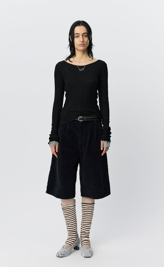 LS Flatlock Tee - Black Rib