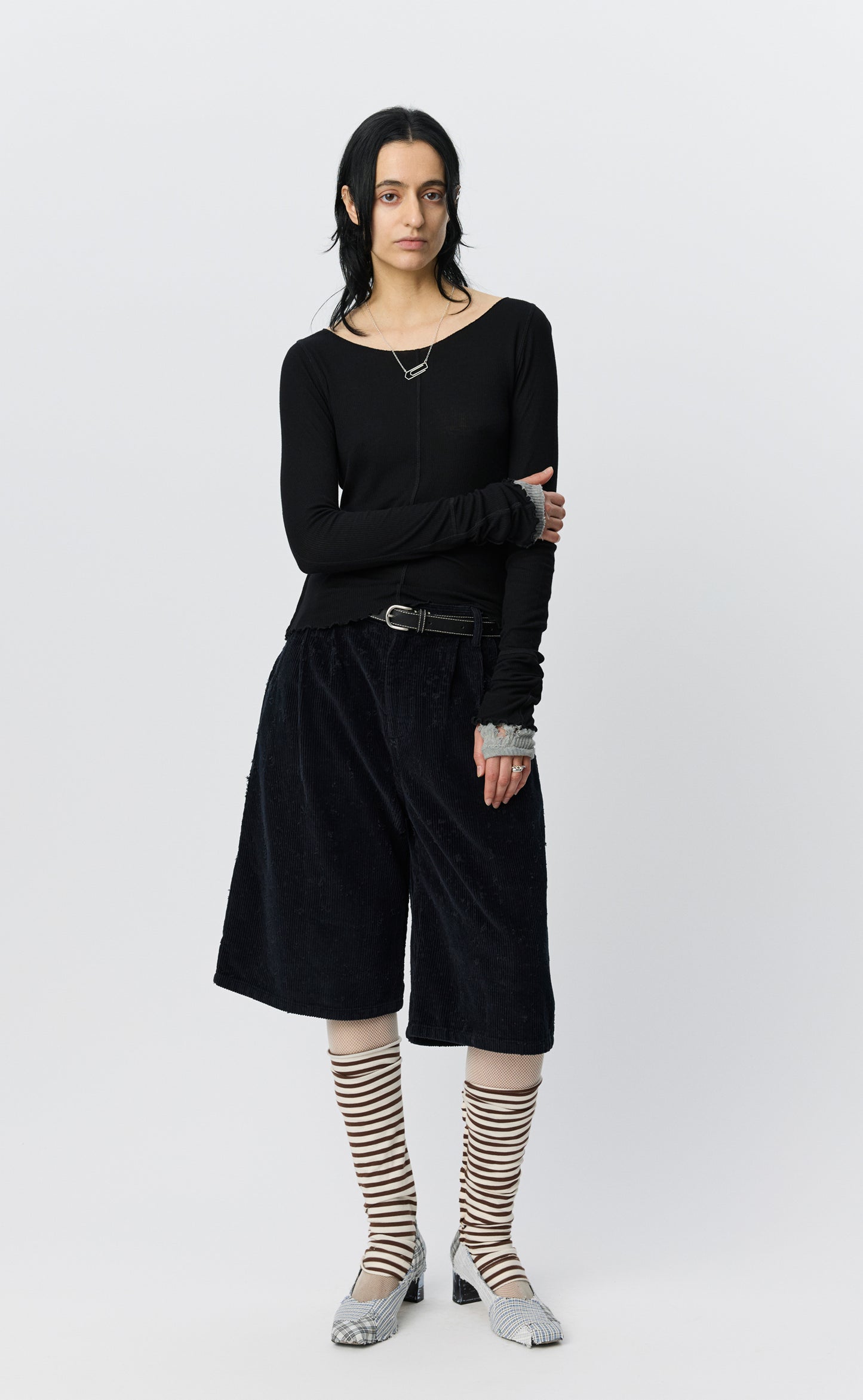 LS Flatlock Tee - Black Rib