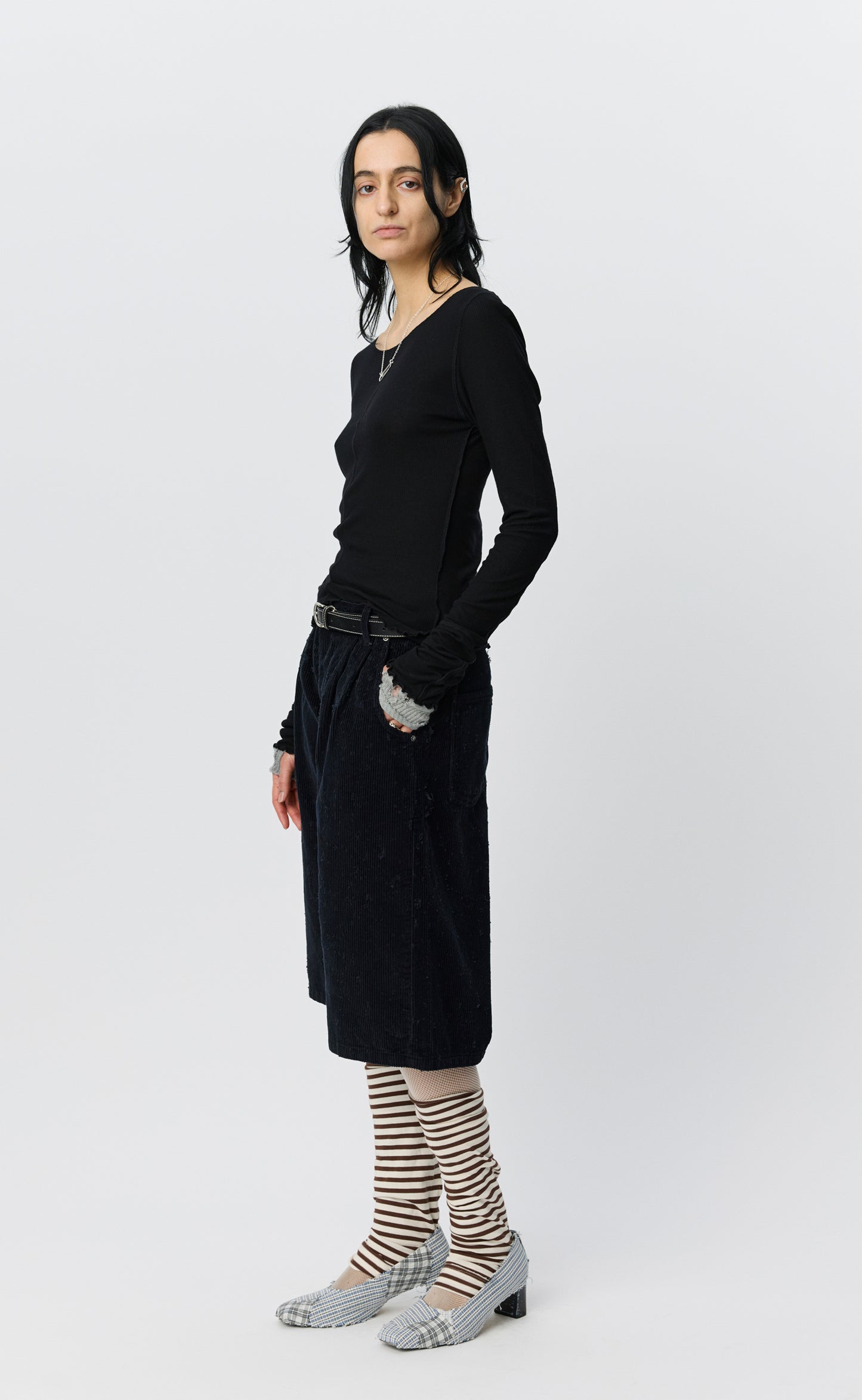 LS Flatlock Tee - Black Rib