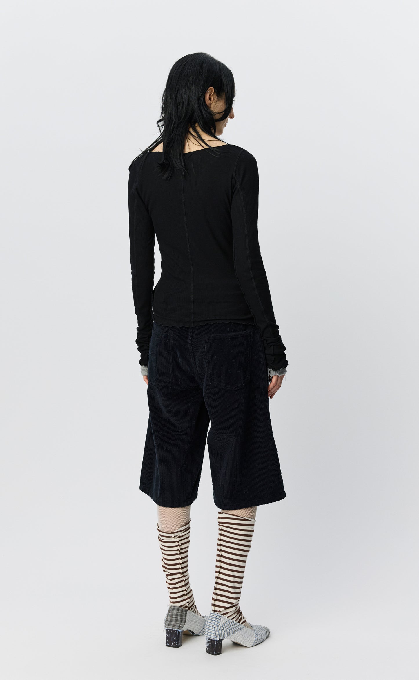 LS Flatlock Tee - Black Rib