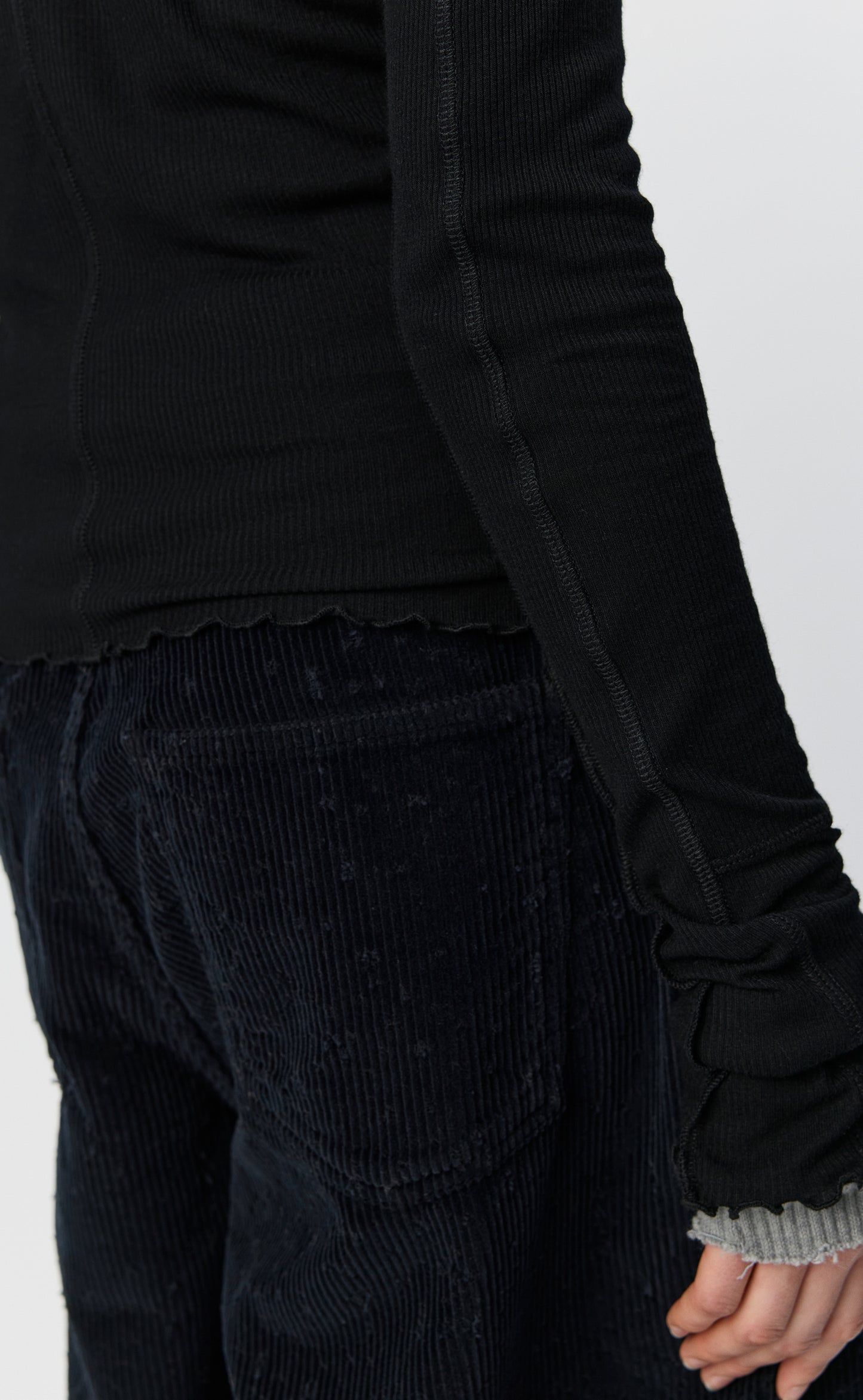 LS Flatlock Tee - Black Rib