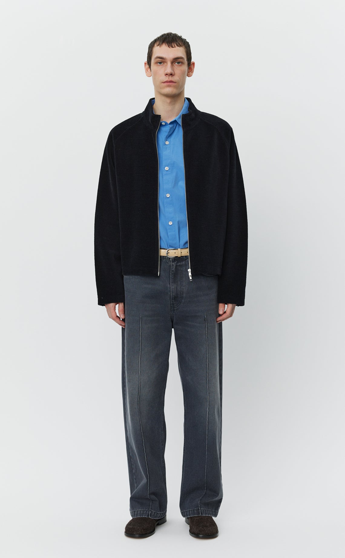 Leisure Zip Up - Black Jersey Cord