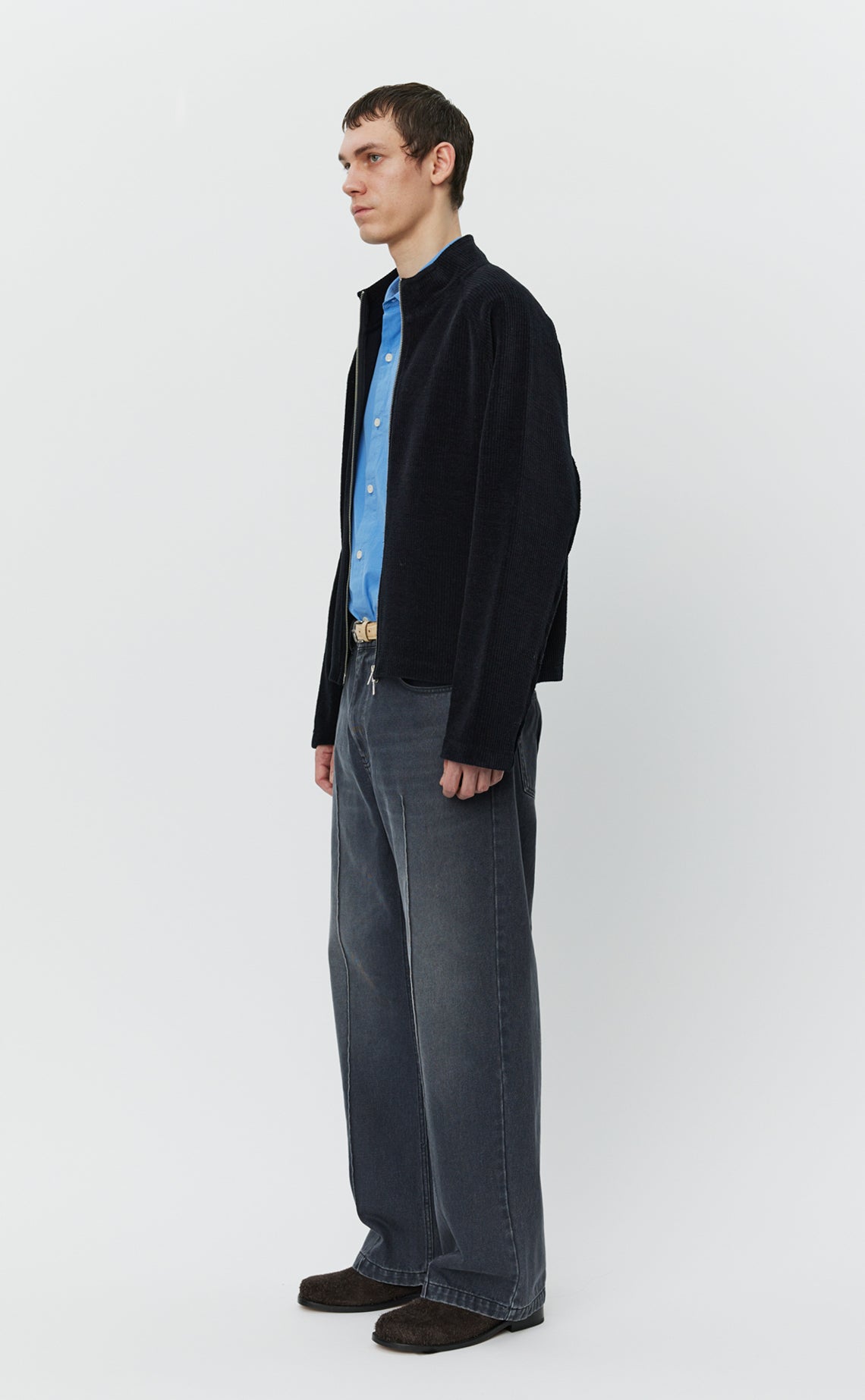 Leisure Zip Up - Black Jersey Cord