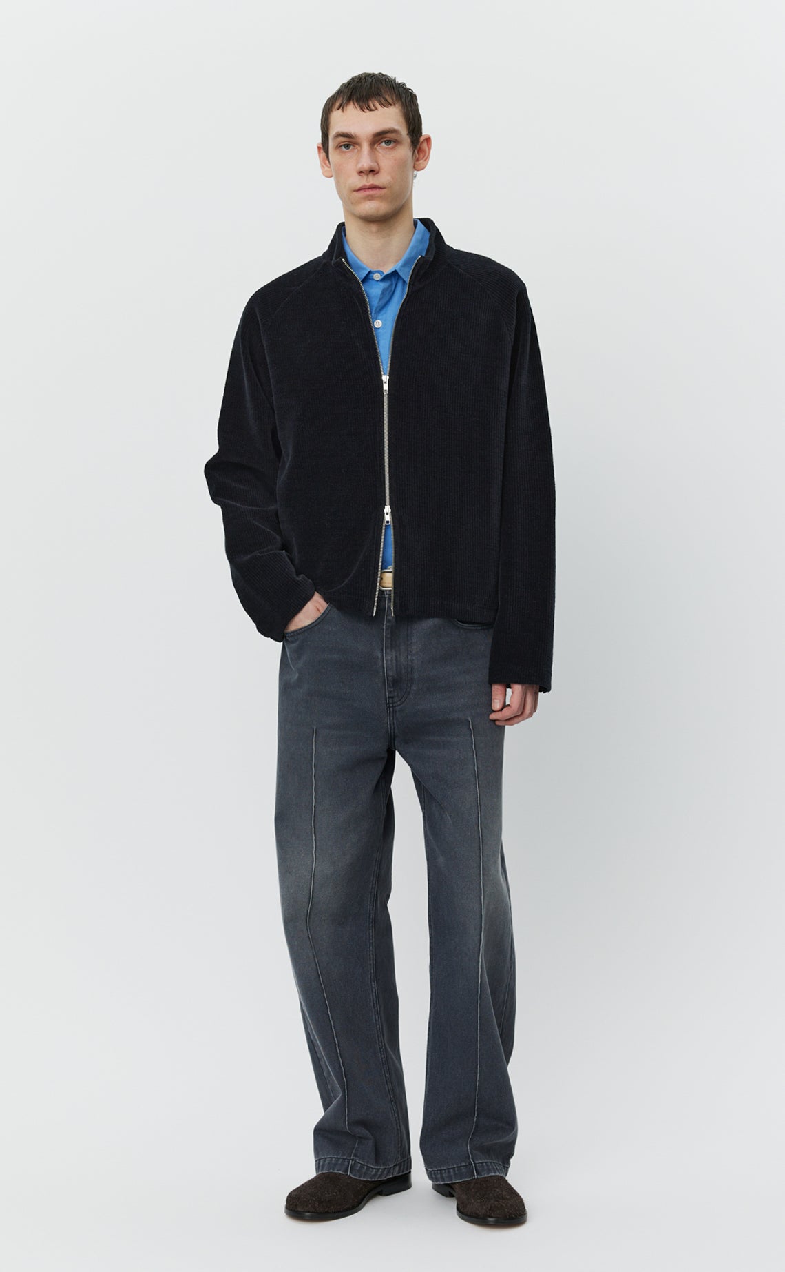 Leisure Zip Up - Black Jersey Cord