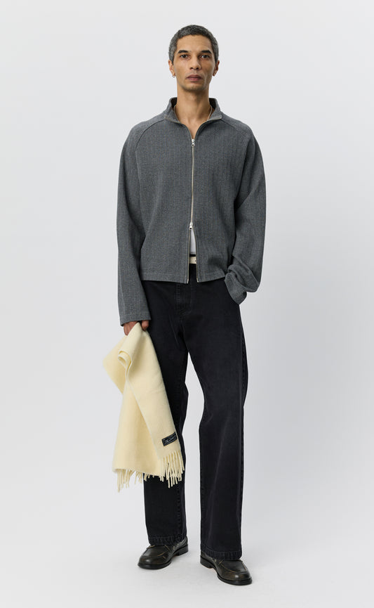 Leisure Zip Up - Grey Herringbone
