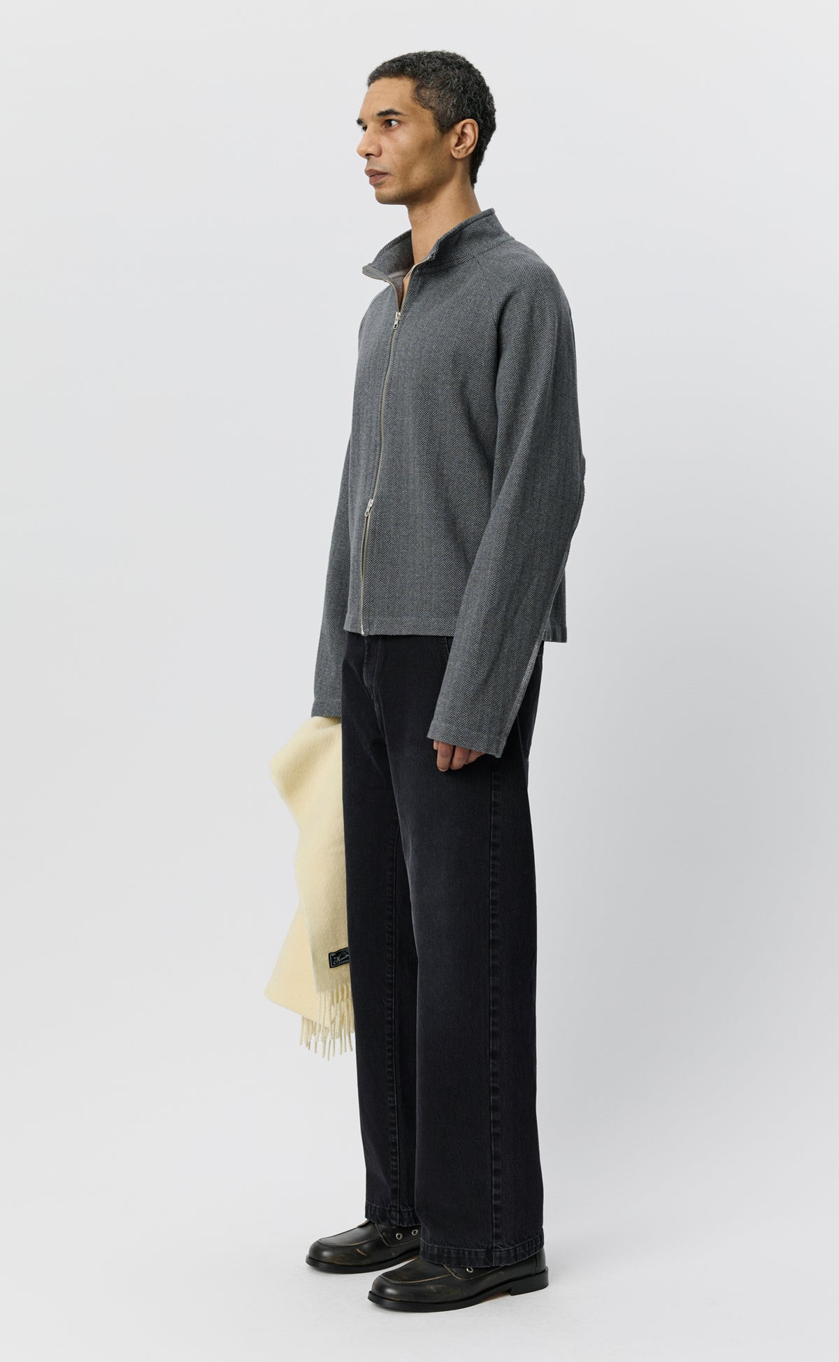 Leisure Zip Up - Grey Herringbone