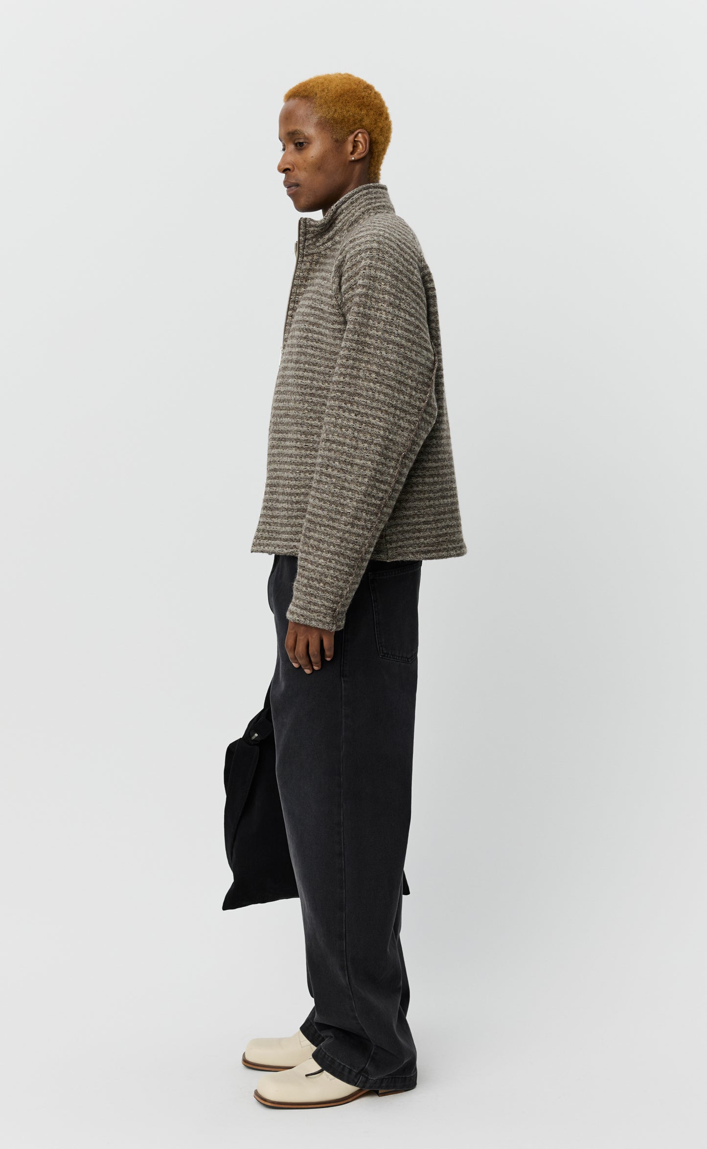 Leisure Zip Up - Shredded Brown Stripe