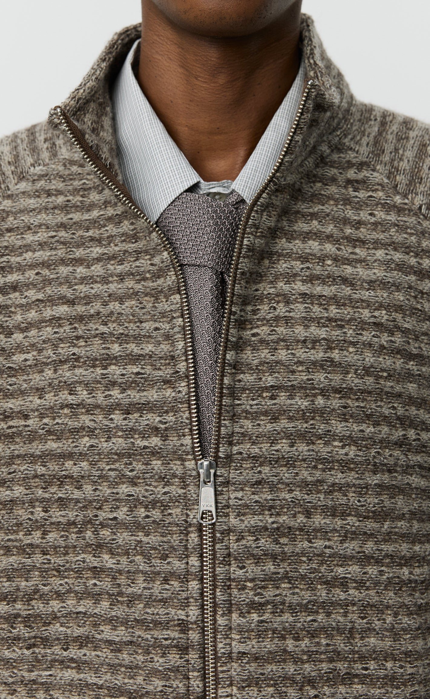 Leisure Zip Up - Shredded Brown Stripe